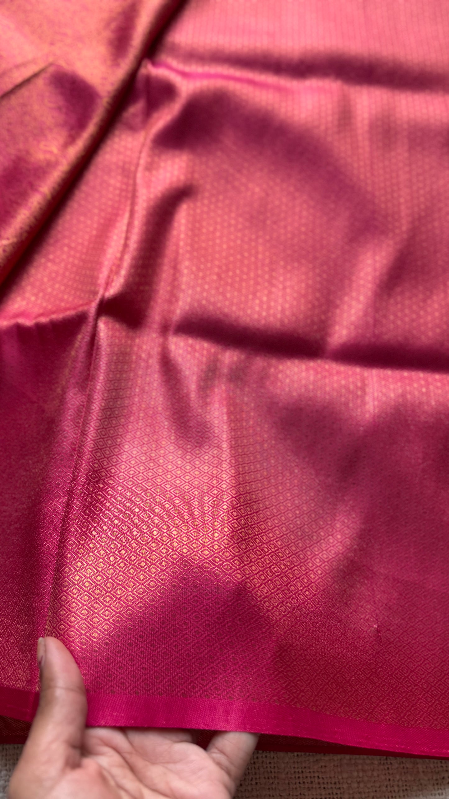 Rani pink, antique gold zari, semi-silk - YCDOSOCSS07