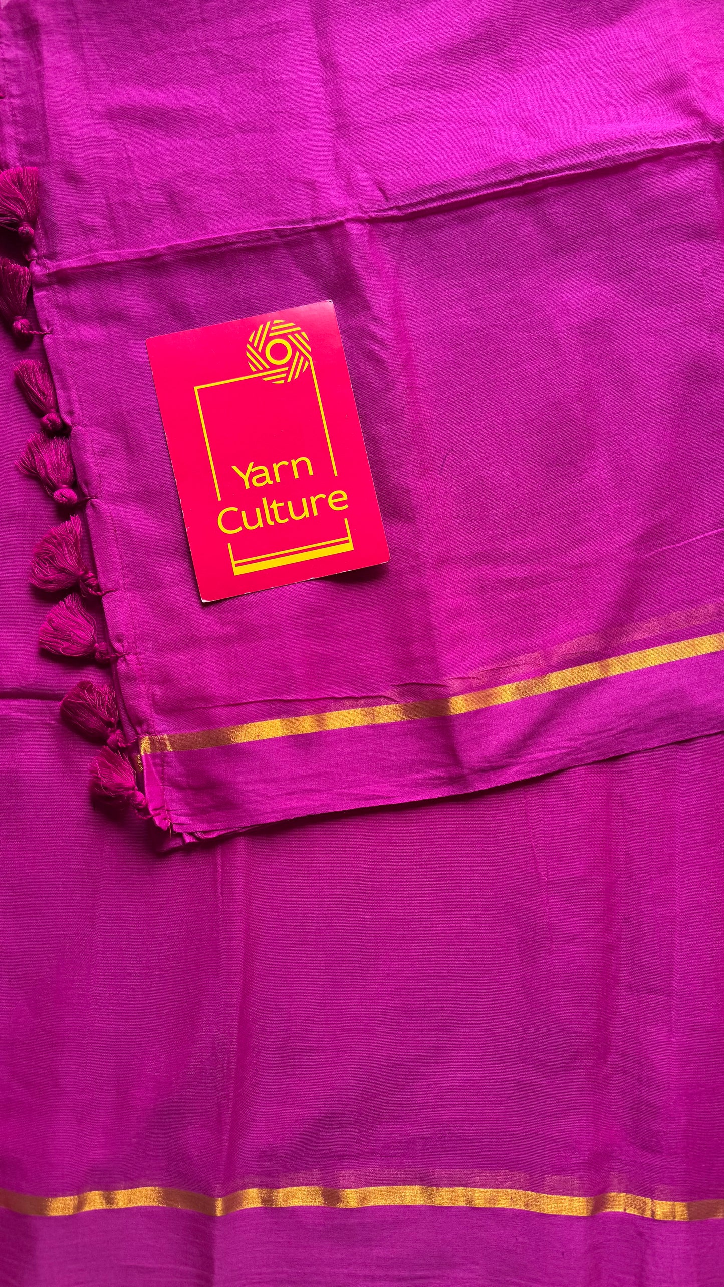 Purple pink mul, thin antique gold zari gap border - YCBCMCLSE39