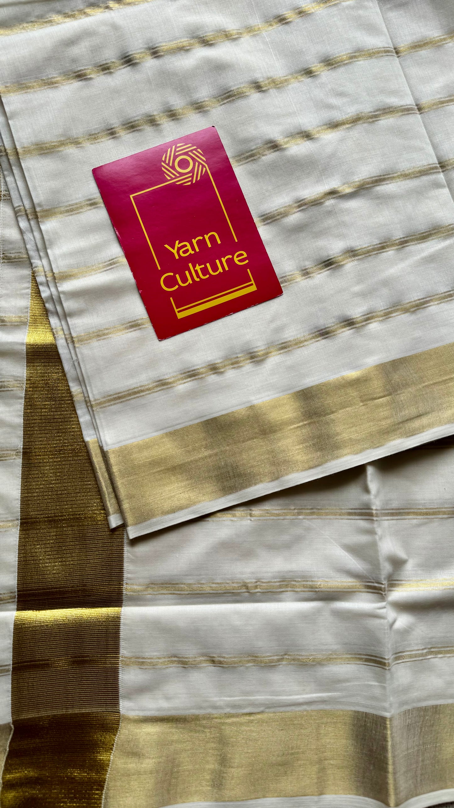 Ivory and gold stripes, kerala soft cotton - YCON25MC270