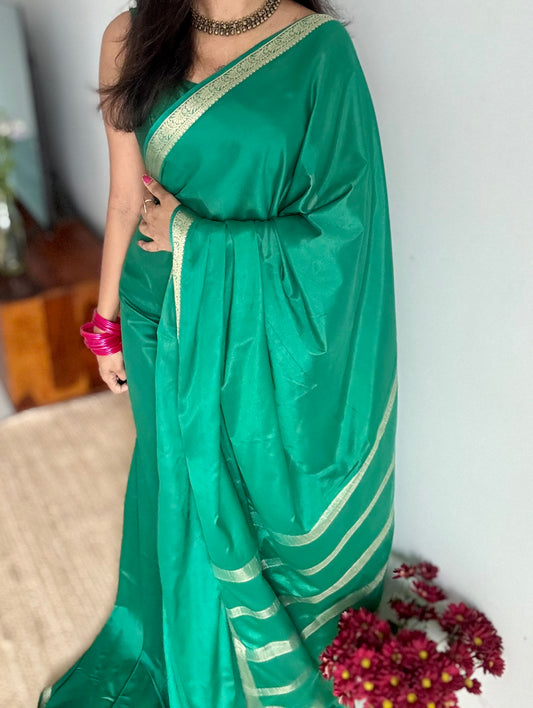 Jade green, Mysore semi crepe silk - YCDESE17