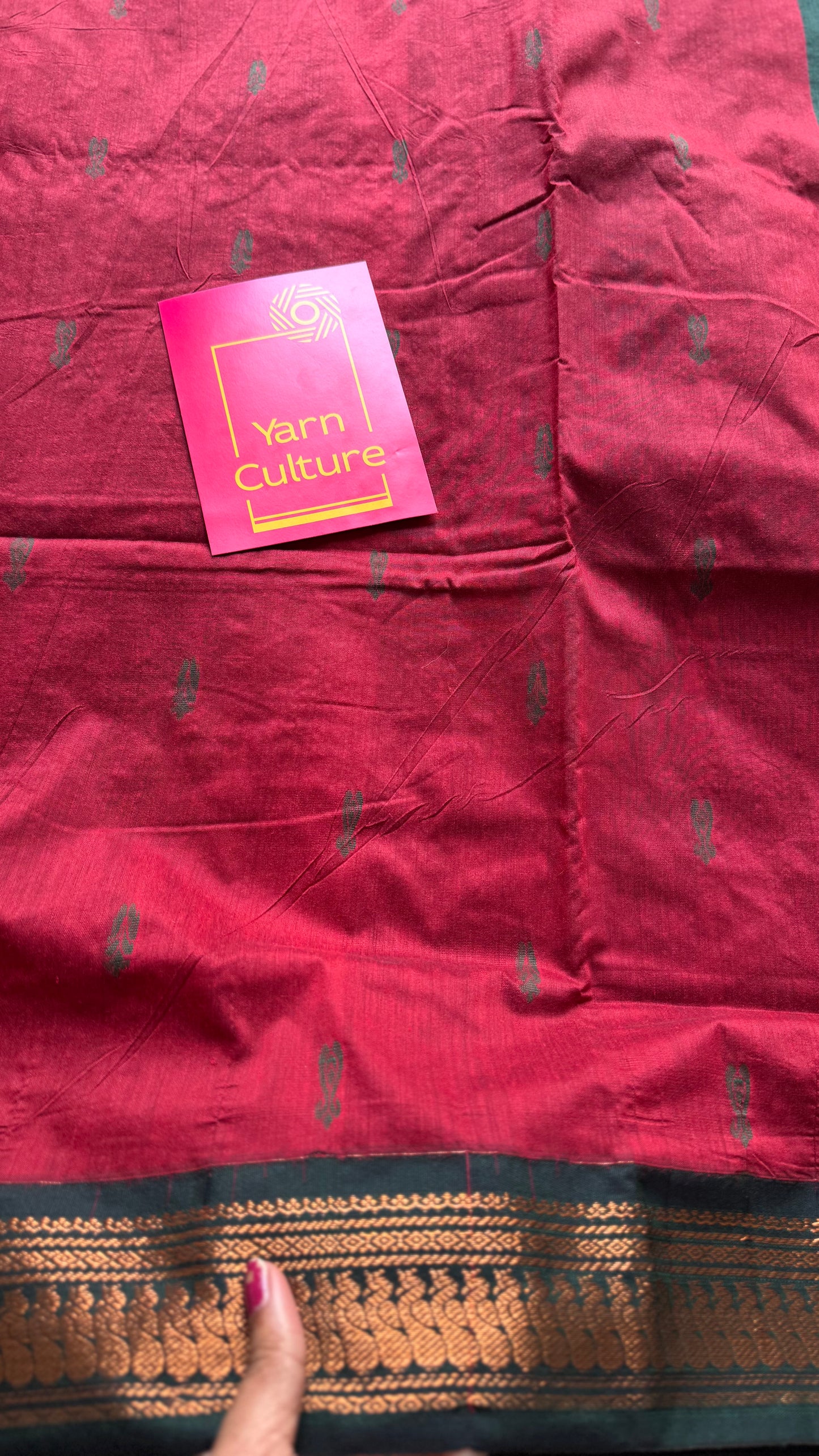 Dark red with dark green, cotton silk - YCCOTNOCKCS15
