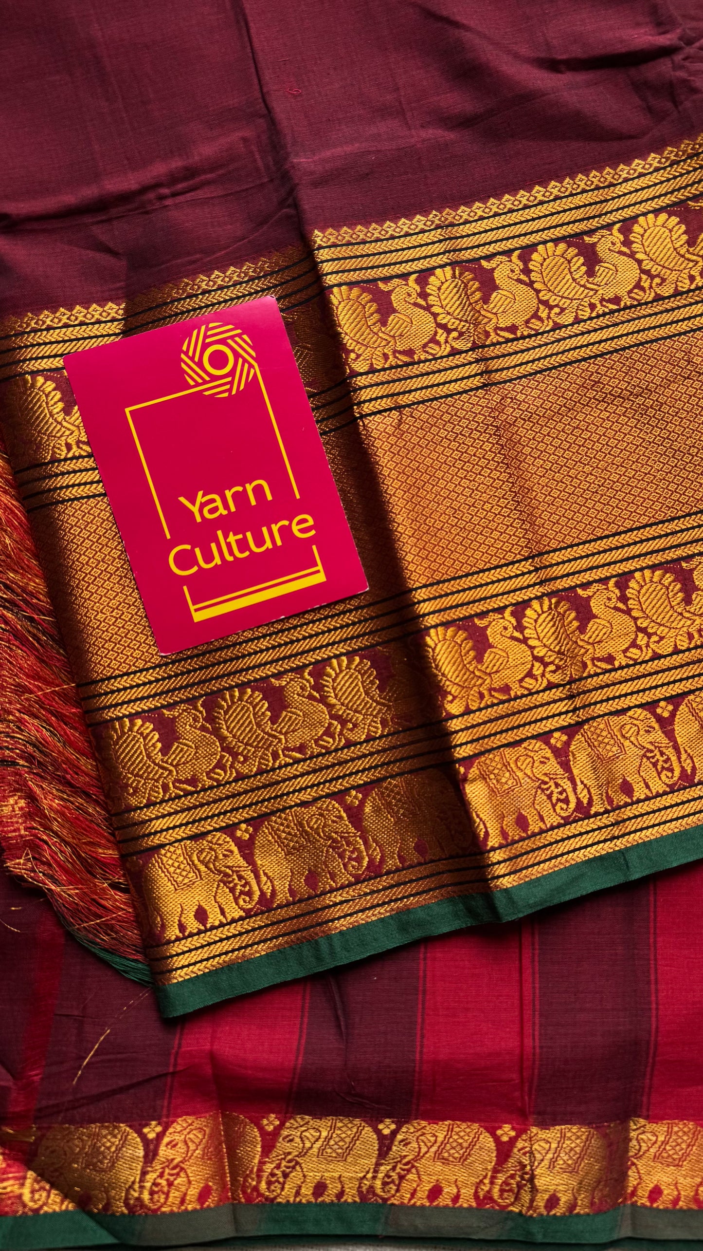 Maroon with broad zari border, premium narayanpet, soft cotton - YCWOTDFEBB09