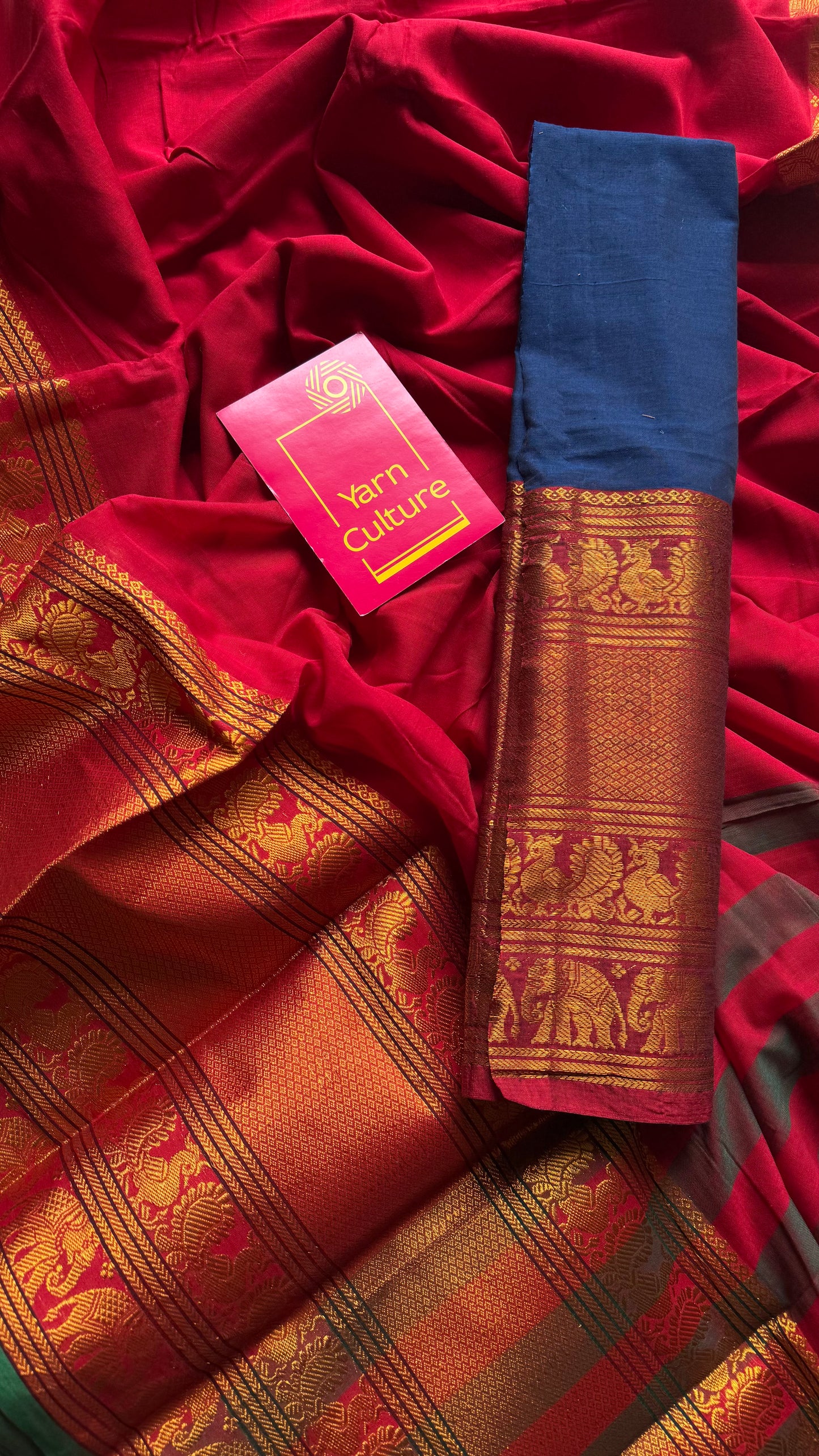 Red with broad zari border, premium narayanpet, soft cotton - YCWOTDFEBB07