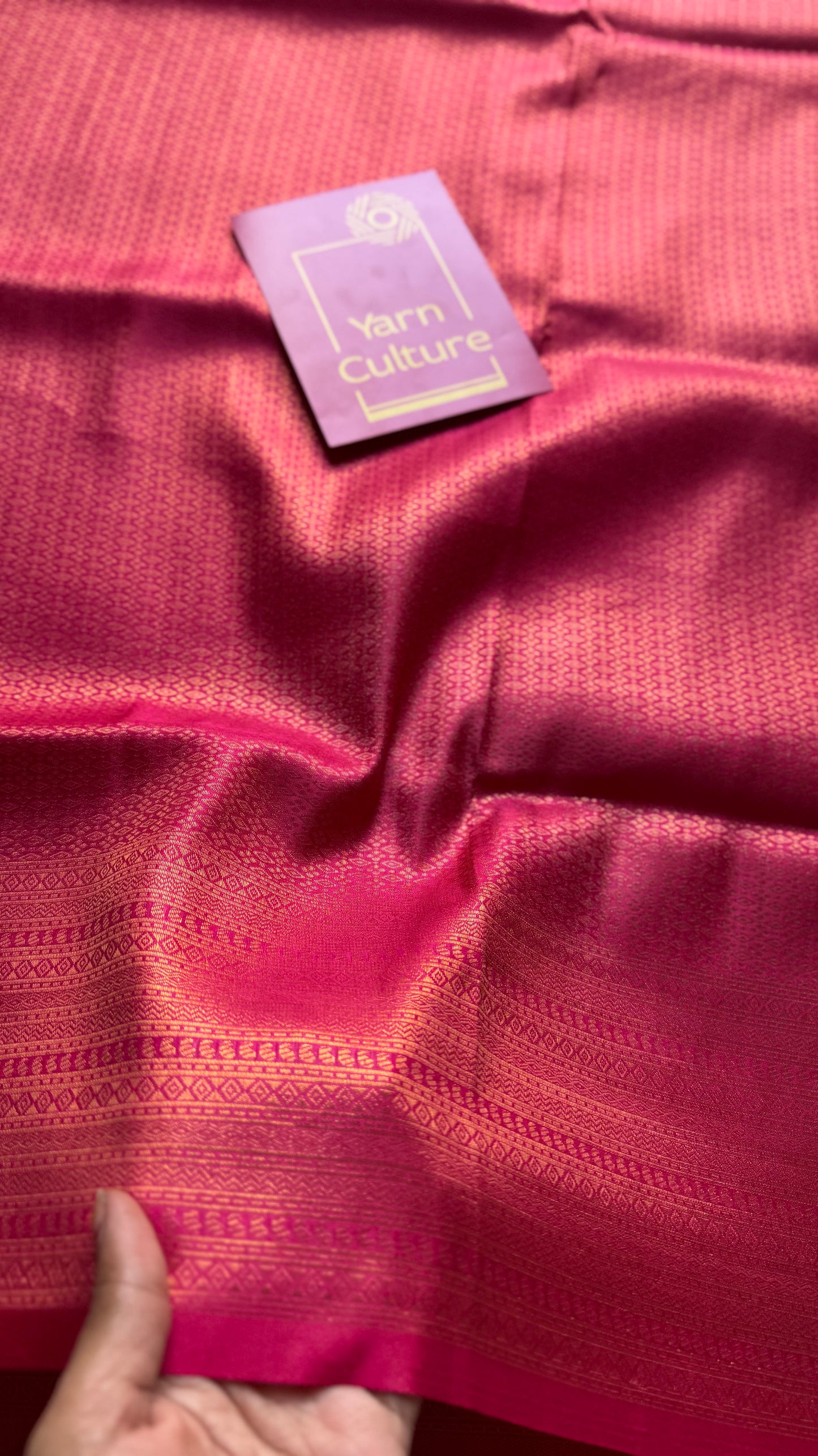Rani pink, antique gold zari, semi-silk - YCDOSOCSS07