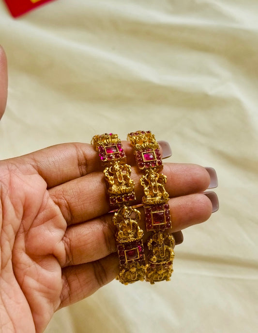 Ruby stone bangles, set of 2, size 2.6 - YCGPBA816