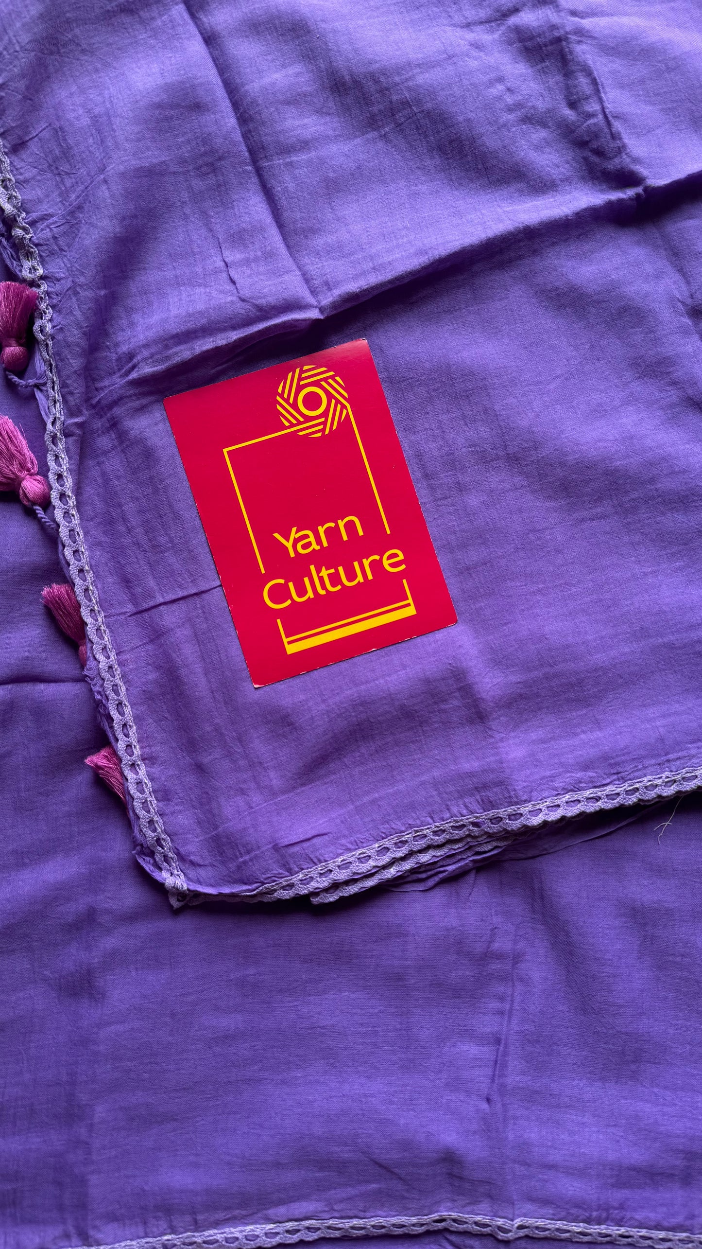 Lilac plain mul with lace border - YCBCMCLSE04