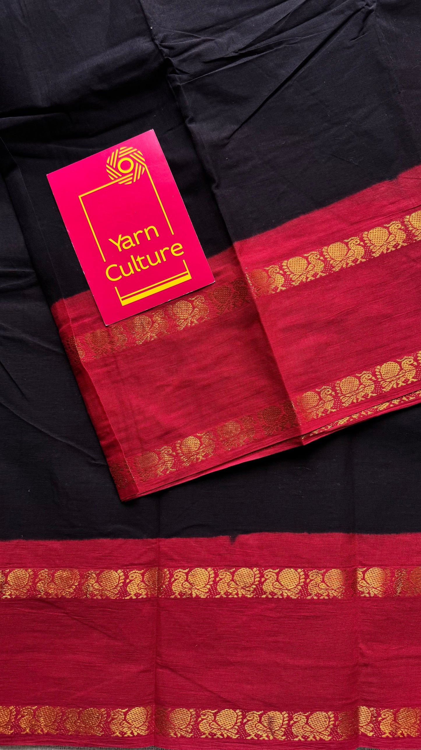 Black with red, rettaipettu sungudi, soft cotton - YCCOTNJSUN05