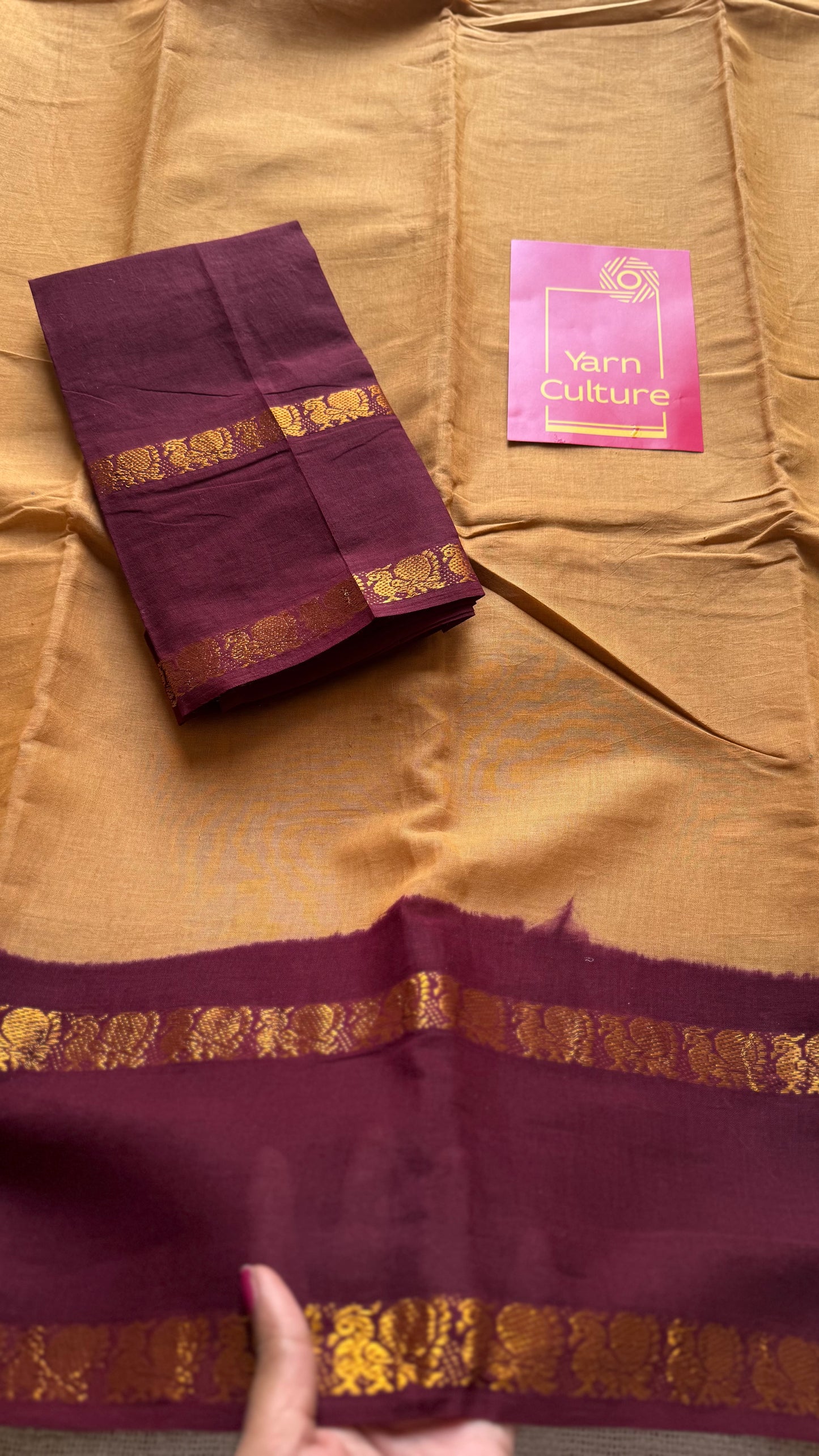 Sandal with dark maroon sungudi, kattuchayam dyed, madurai cotton - YCCOTNOCSC13