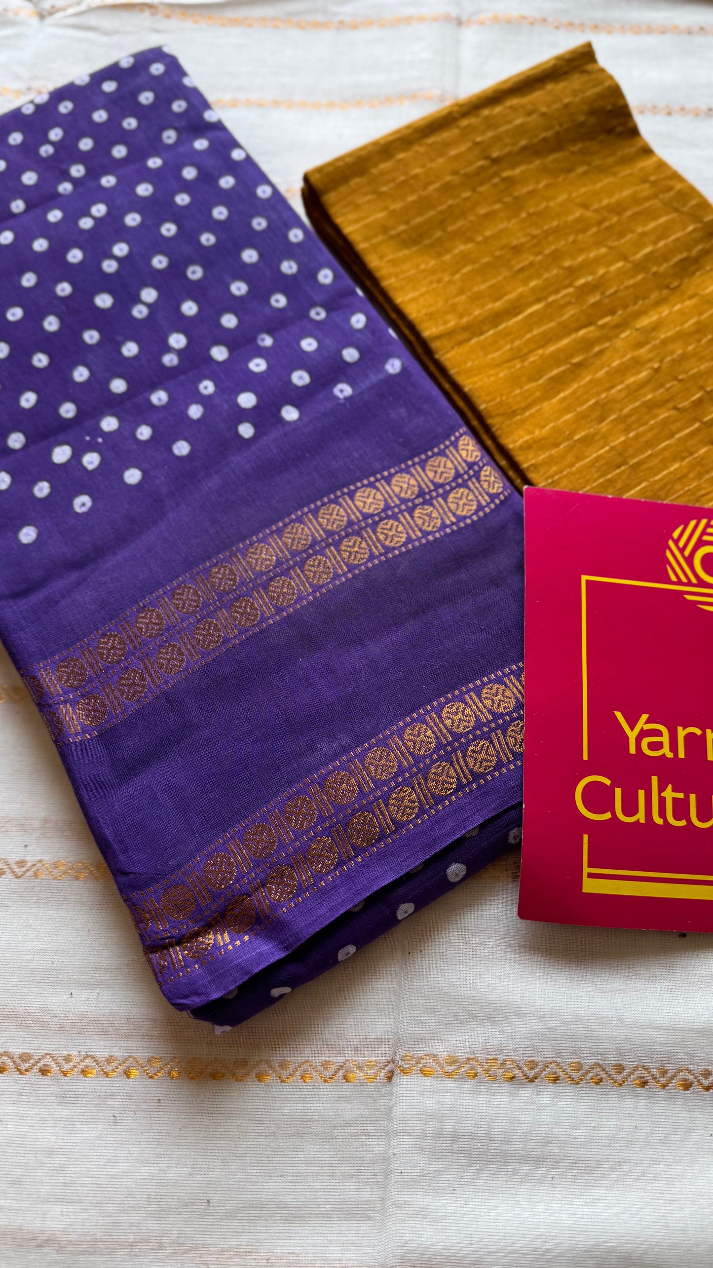 Purple, wax dot printed sungudi, kattuchayam dyed madurai cotton - YCCOTNMSAP156