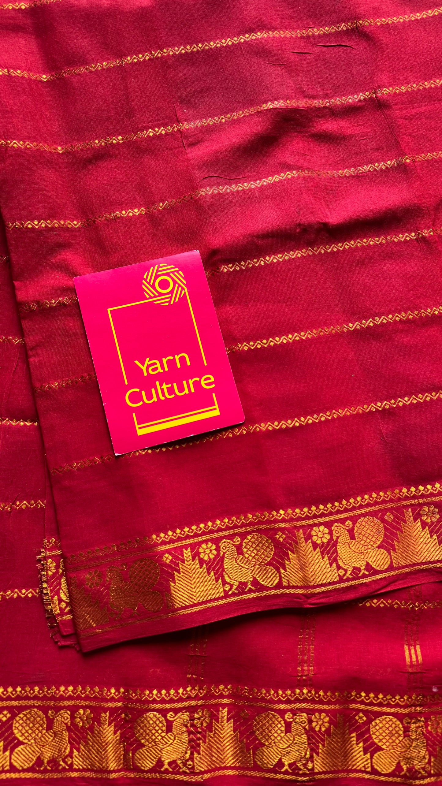 Red veldhaari, kattuchayam dyed, madurai cotton - YCCOTNSEMS85