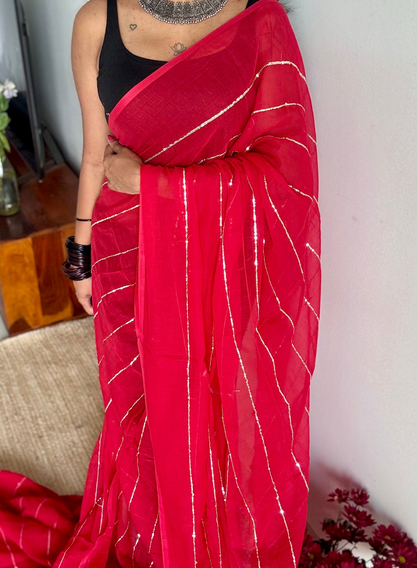 Red mul with silver sequins - YCBCMCLSE57