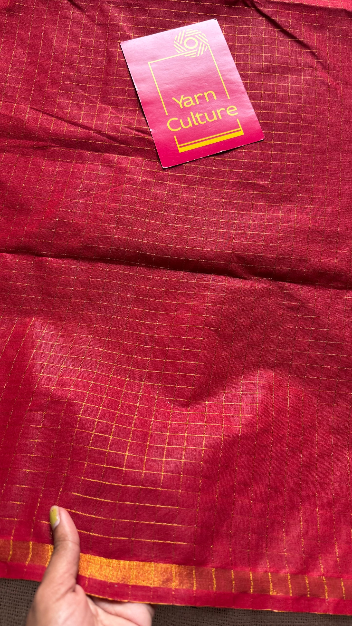 Red mini kattam sungudi, madurai cotton - YCCOTNSEMS18