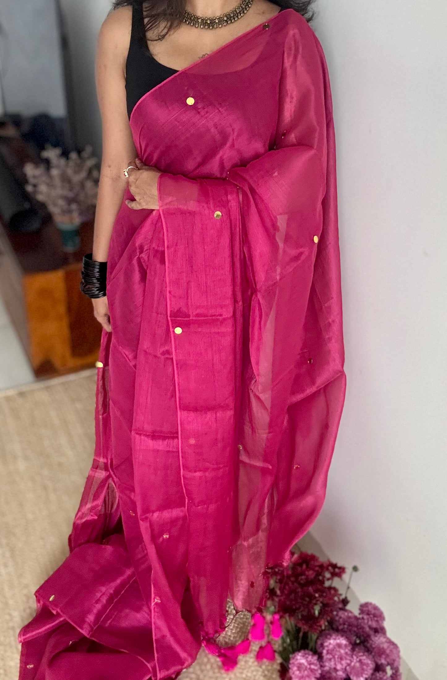 Hot pink, gold sequins, soft mul tissue - YCBCFEMCM32