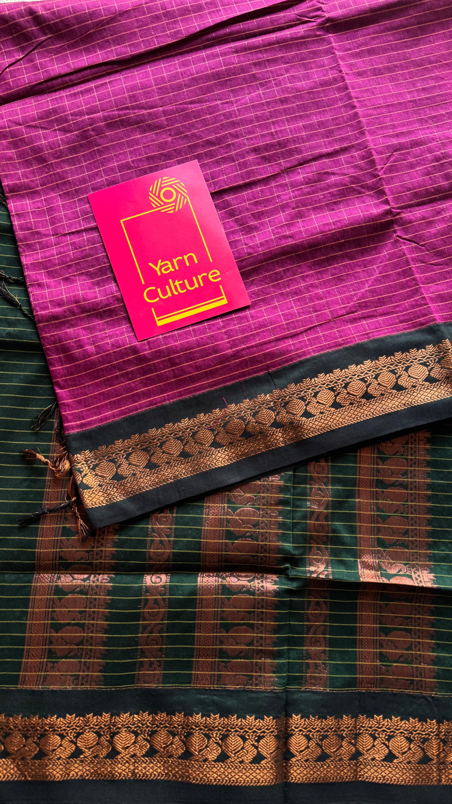 Dark pink with dark green, checks - cotton silk - YCCOTNOCKCS9