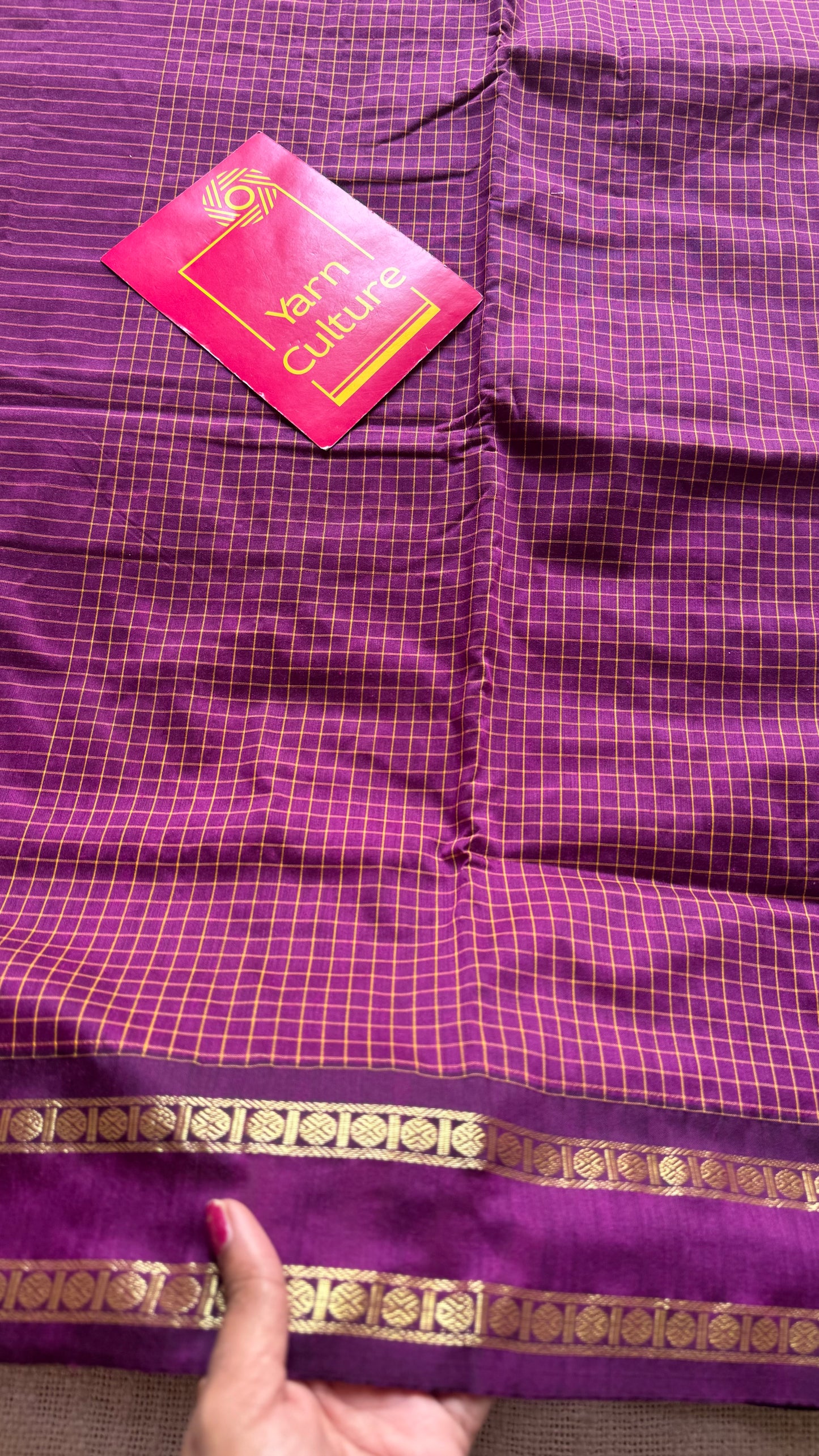 Wine, arani checks, cotton silk - YCCOTNOCAR09