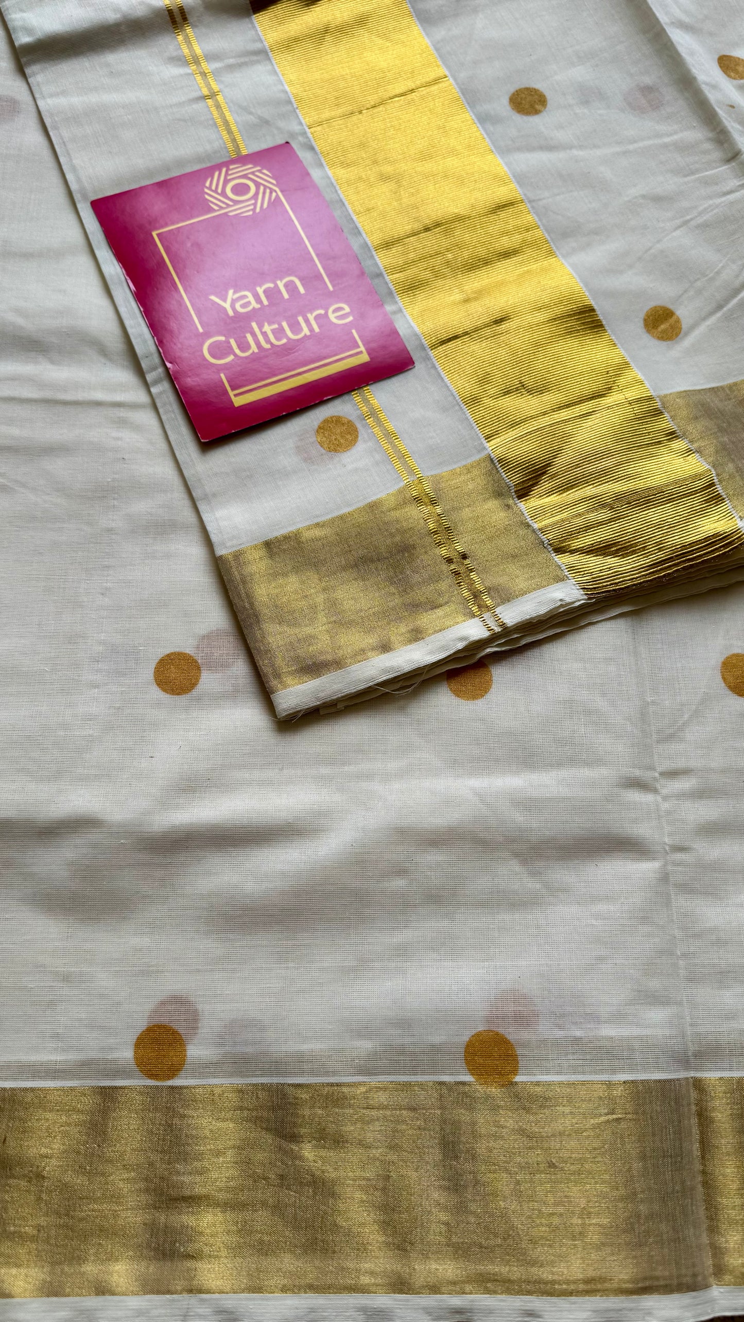 Ivory and gold with buttas, kerala soft cotton - YCON25KCPD253