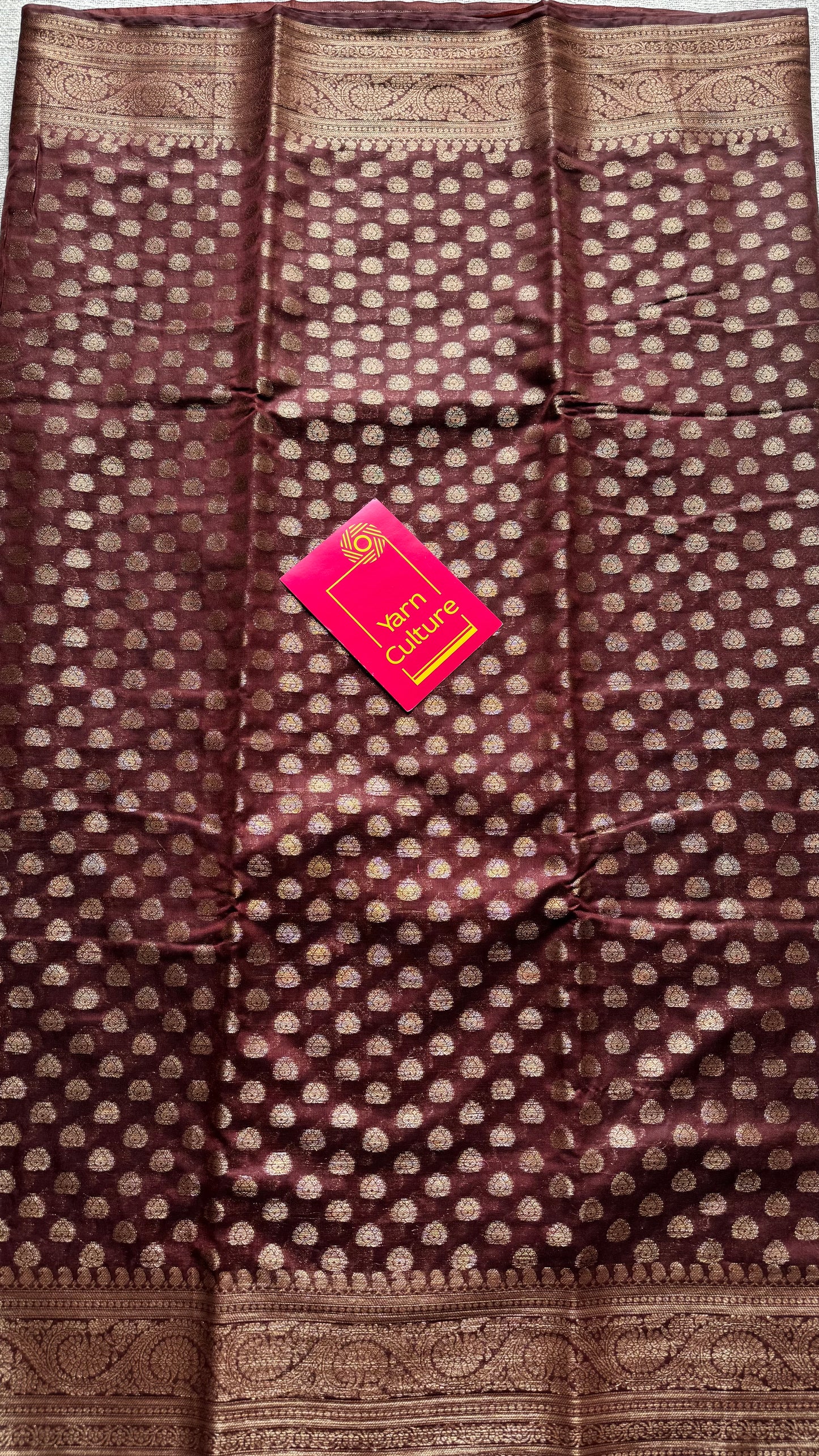 Mocha - Dark brown, antique gold zari, Banarasi semi georgette - YCBLFEGAGZ15
