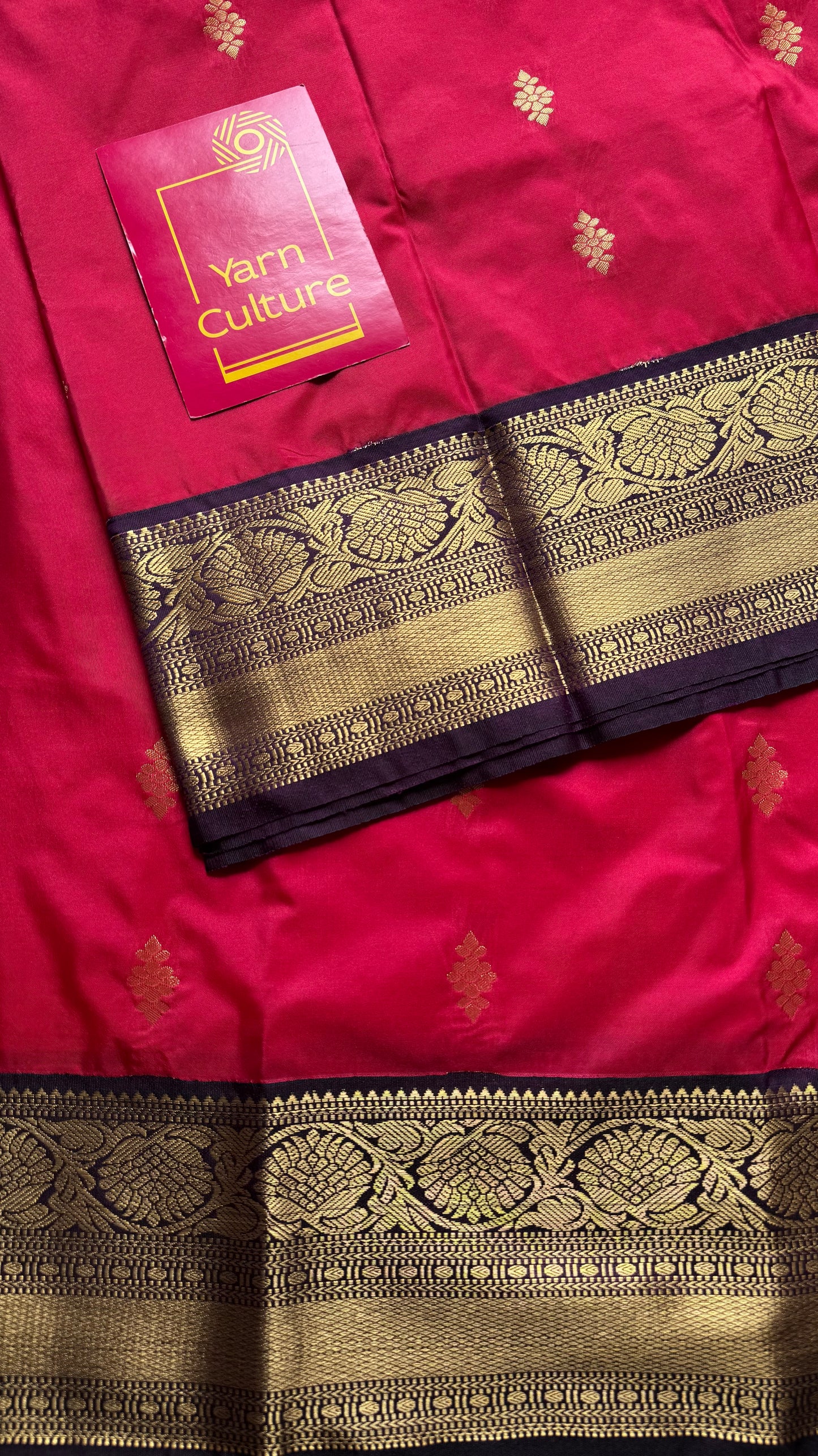 Vamika - rani pink with deep grape purple, handloom korvai semi silk - YCCOTNFEJUKS05