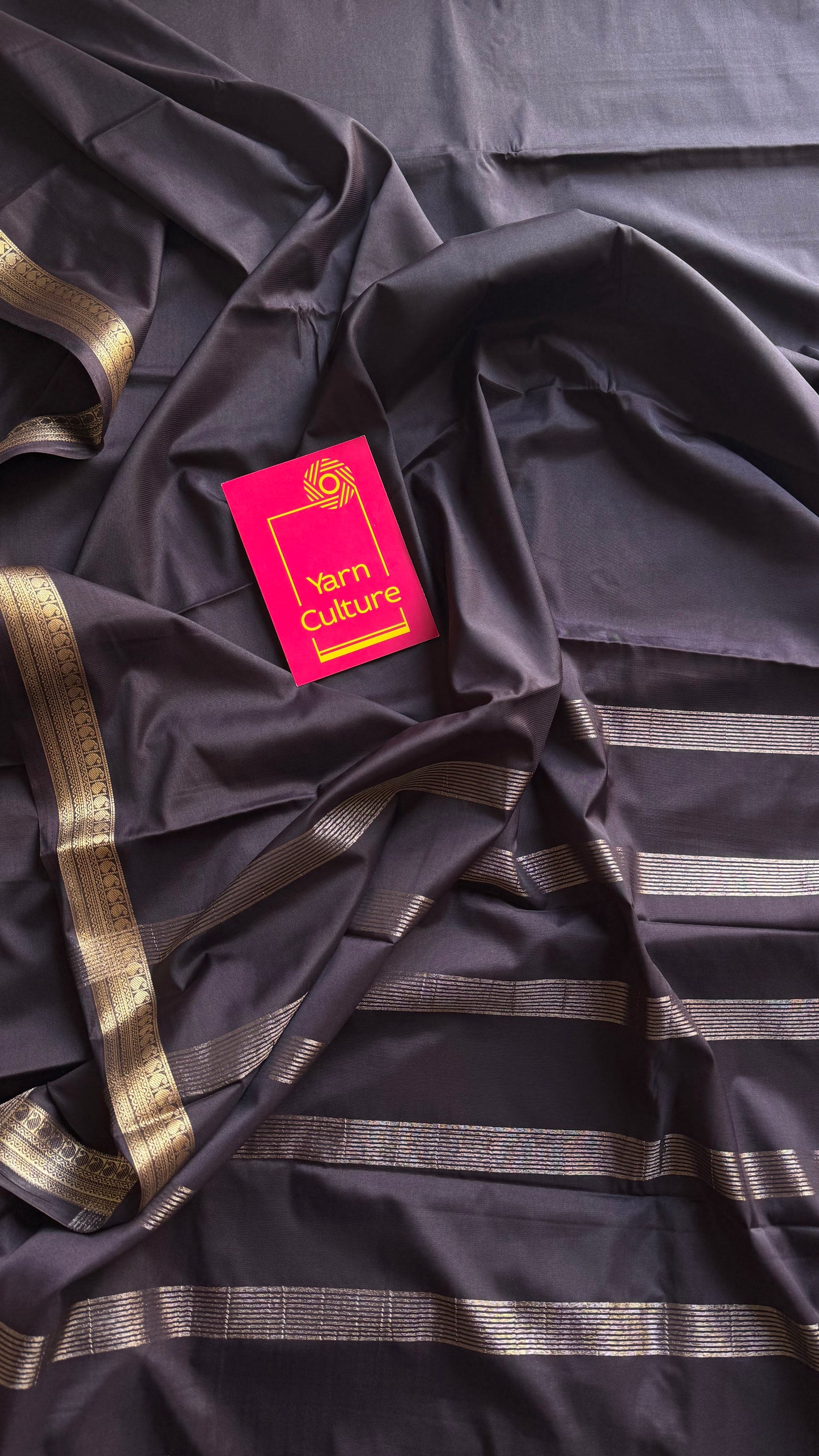 Brownish dark grey Mysore semi crepe silk saree - YCLOKFE234