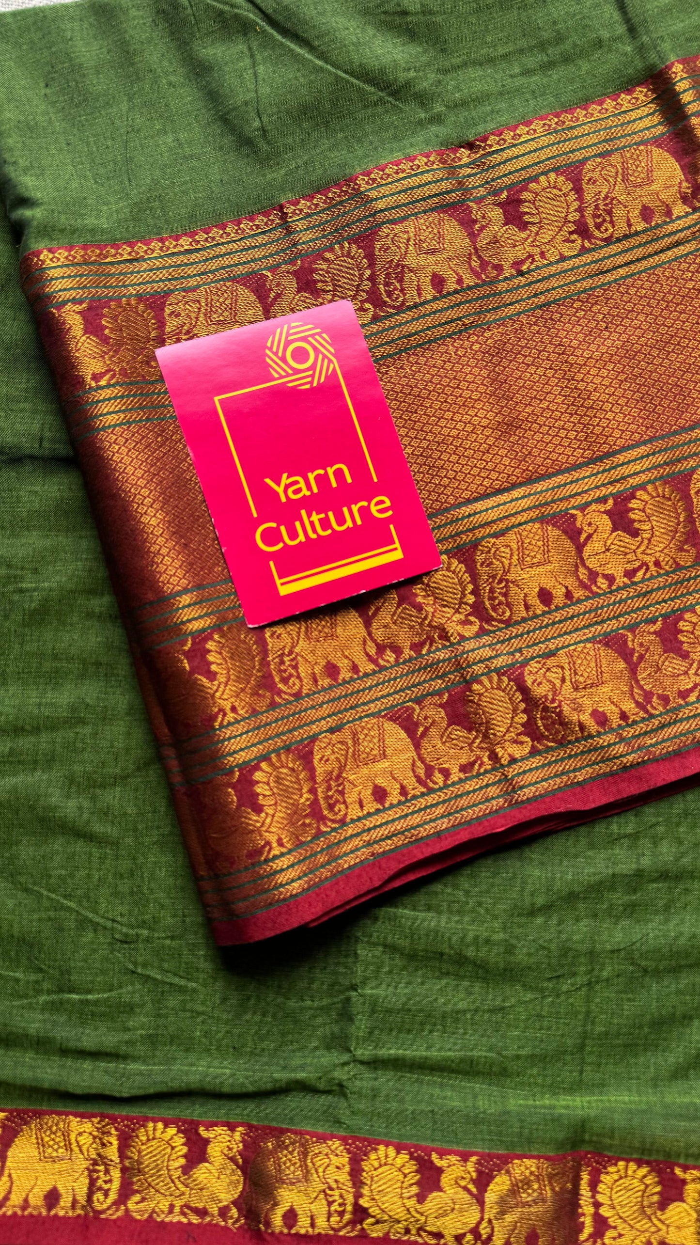 Green with broad zari border, premium narayanpet, soft cotton - YCWOTDFEBB06