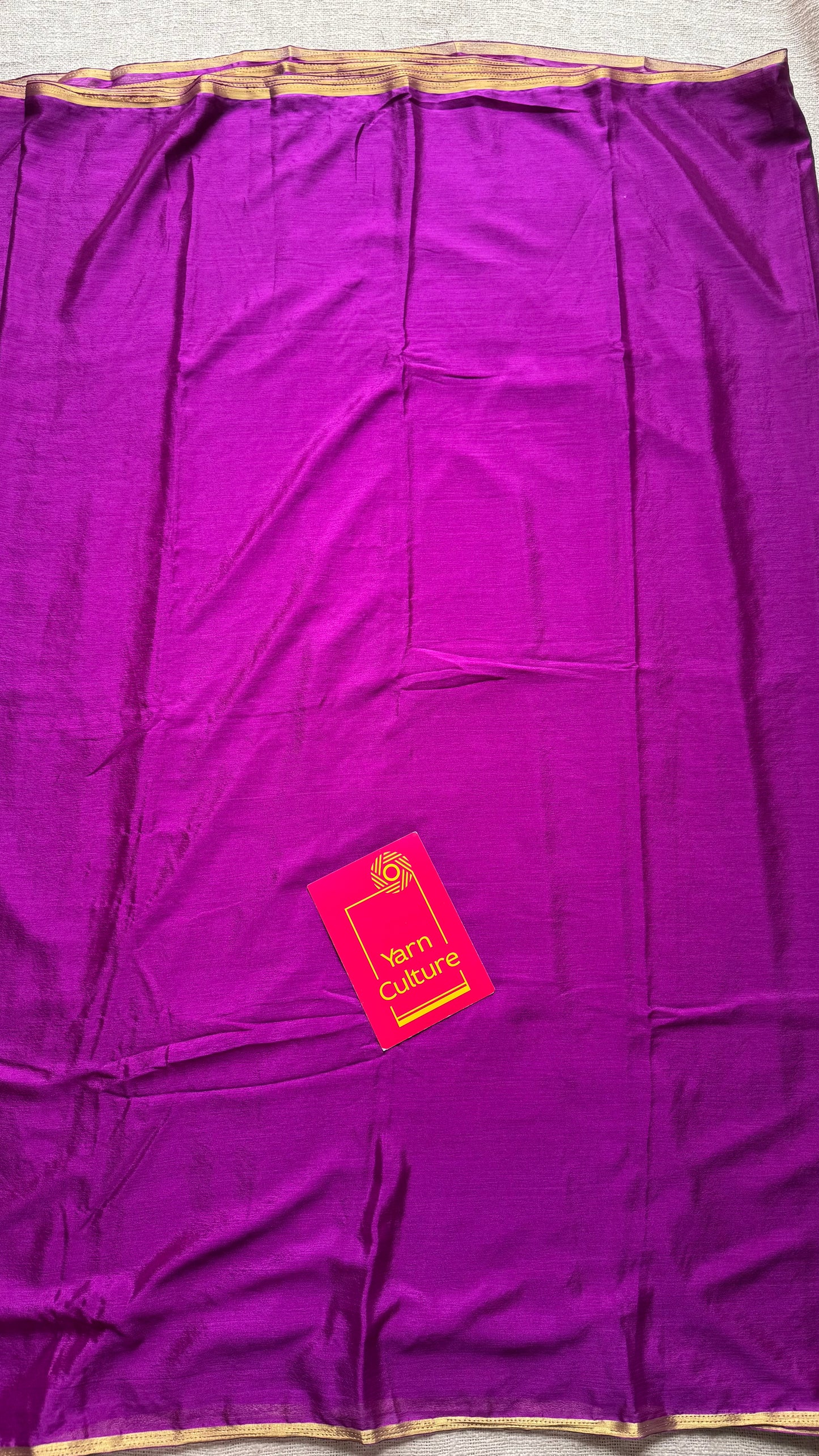 Purple chiffon with thin gold zari border - YCDESE21