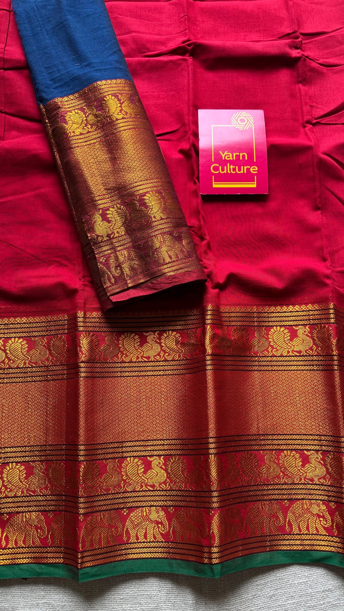 Red with broad zari border, premium narayanpet, soft cotton - YCWOTDFEBB07