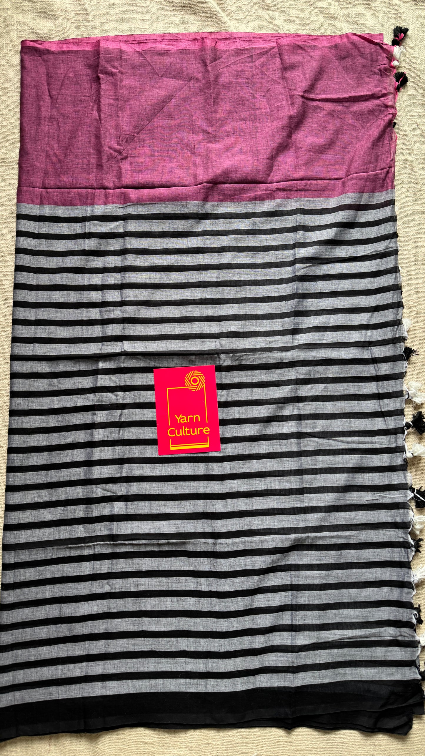 Black Mist - Pink and black stripes, reversible, mul cotton YCBCAUWSM01