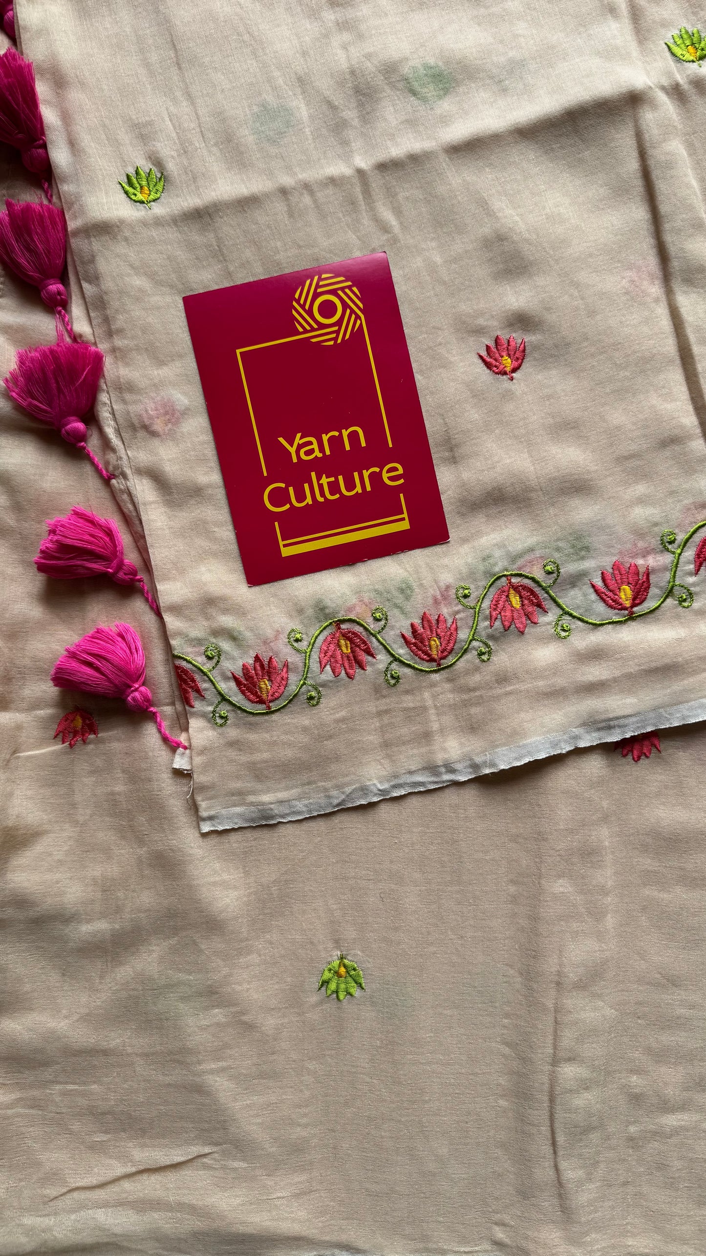 Sandal with lotus embroidery, mul cotton - YCBCJULSC04