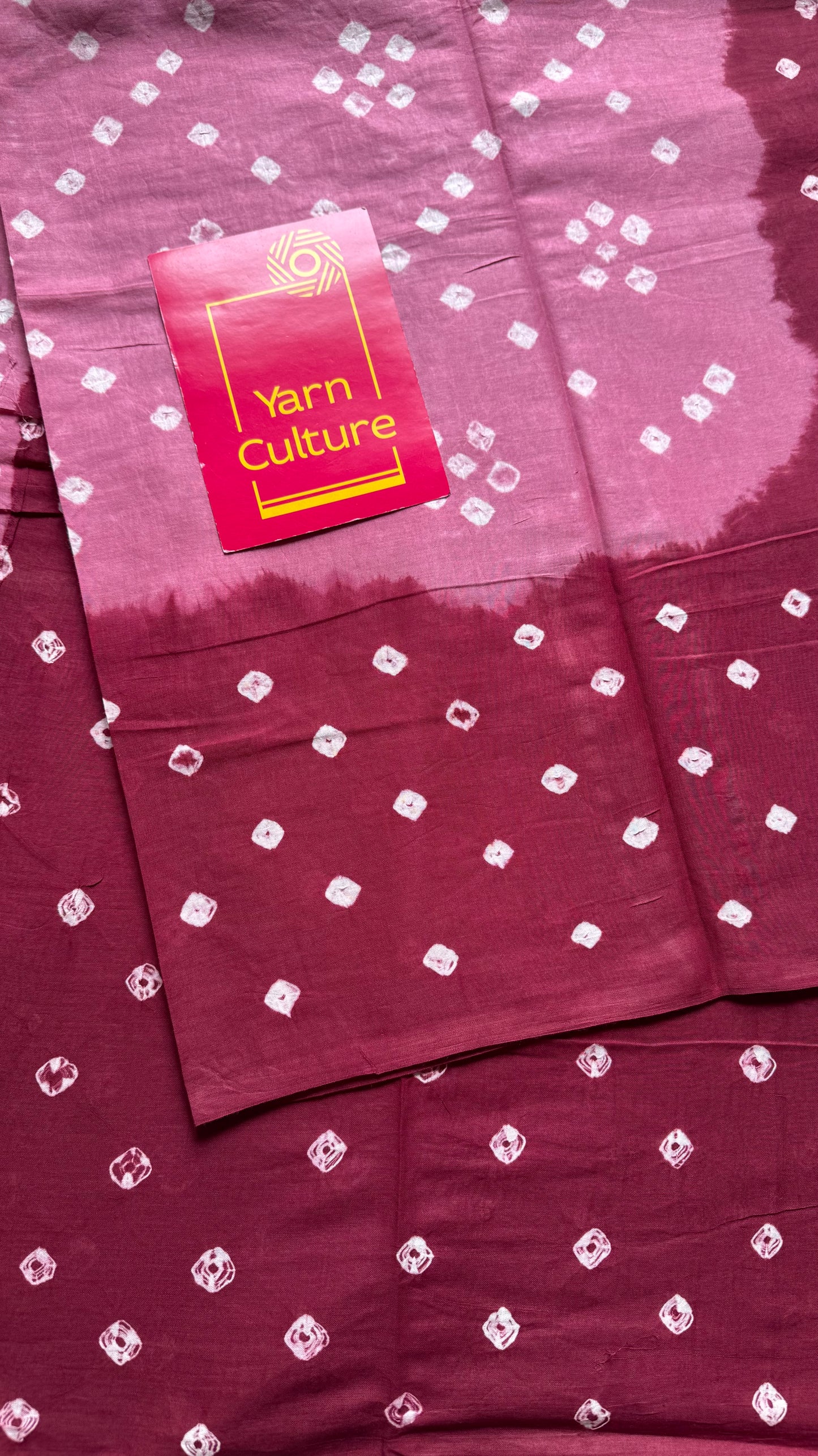 Pink with maroon Sungudi/Bandhani, soft cotton - YCCOTNSEMS79
