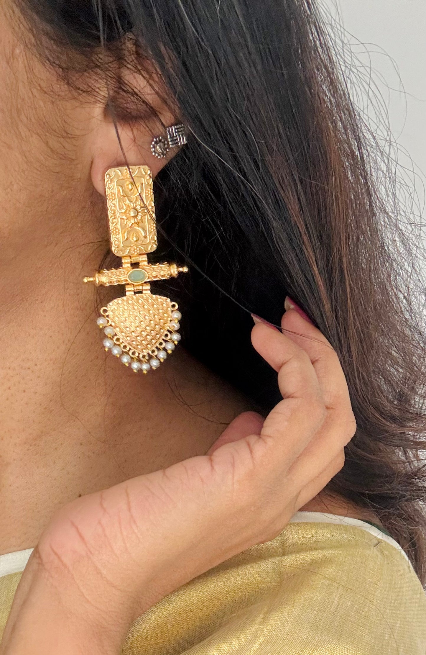 Gold plated dangler earrings, multiple colours - YCGPED176