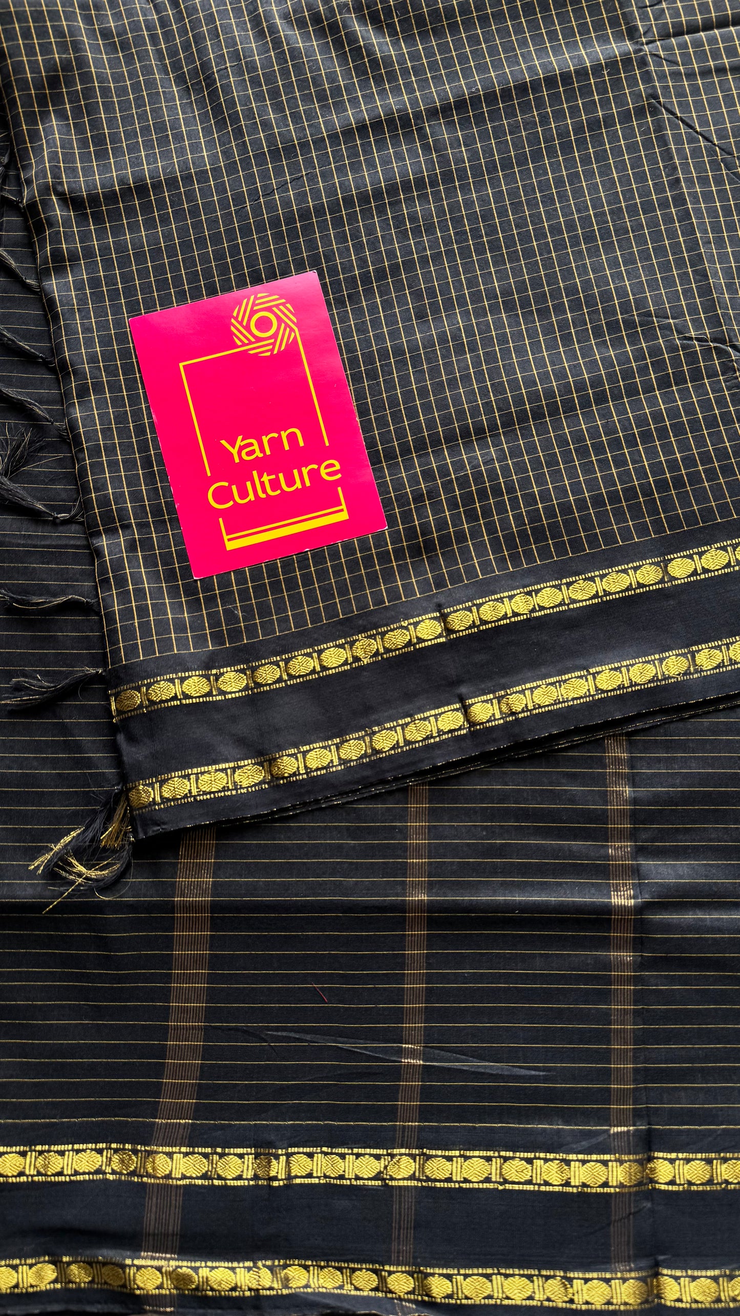 Black, arani checks, cotton silk - YCCOTNJUAR16