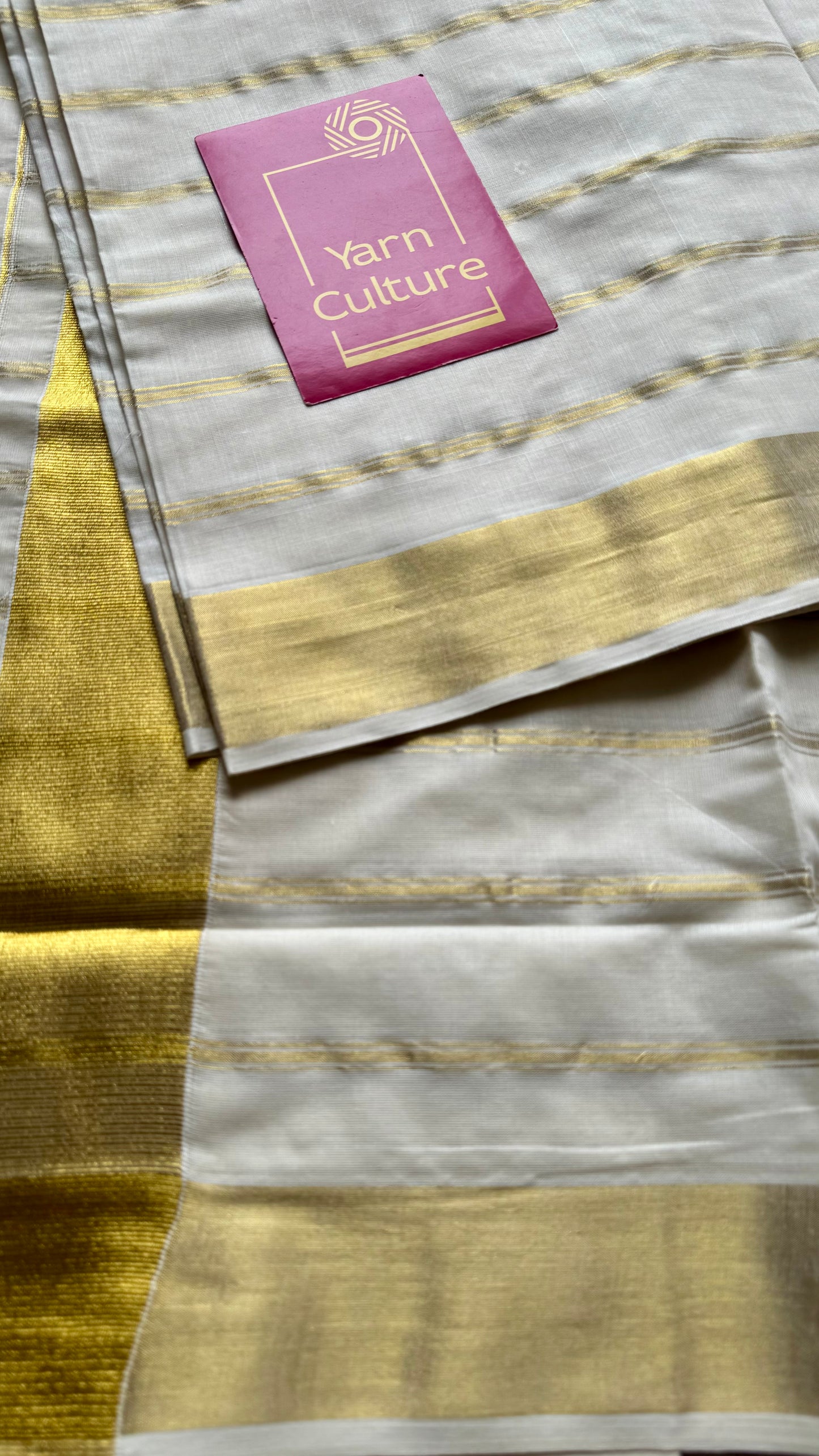 Ivory and gold stripes, kerala soft cotton - YCON25MC270