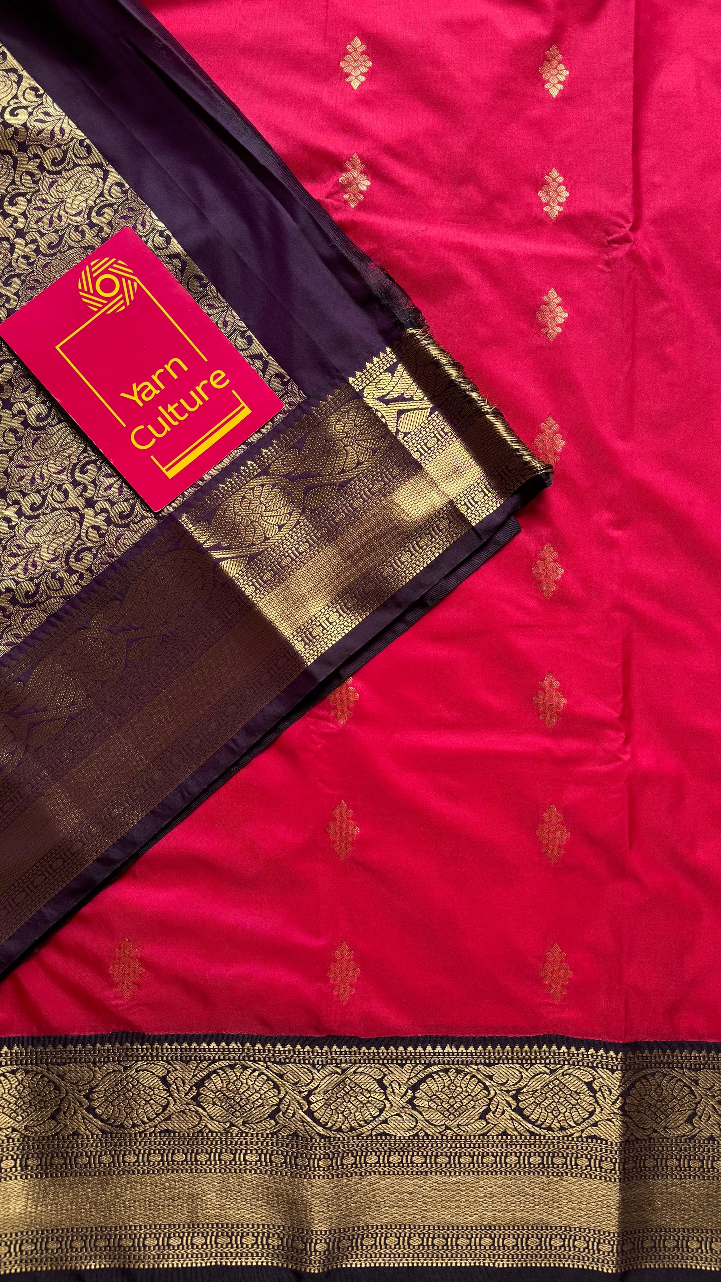 Vamika - rani pink with deep grape purple, handloom korvai semi silk - YCCOTNFEJUKS05
