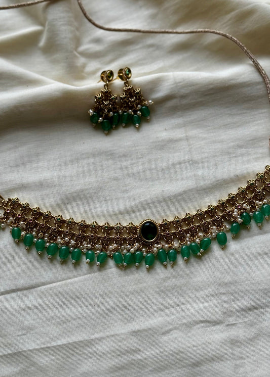 Jadau kundan choker neckpiece with earrings - YCAGNP268
