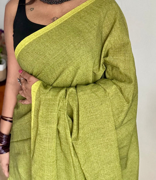 Light green soft cotton saree - YCBCKCAP21