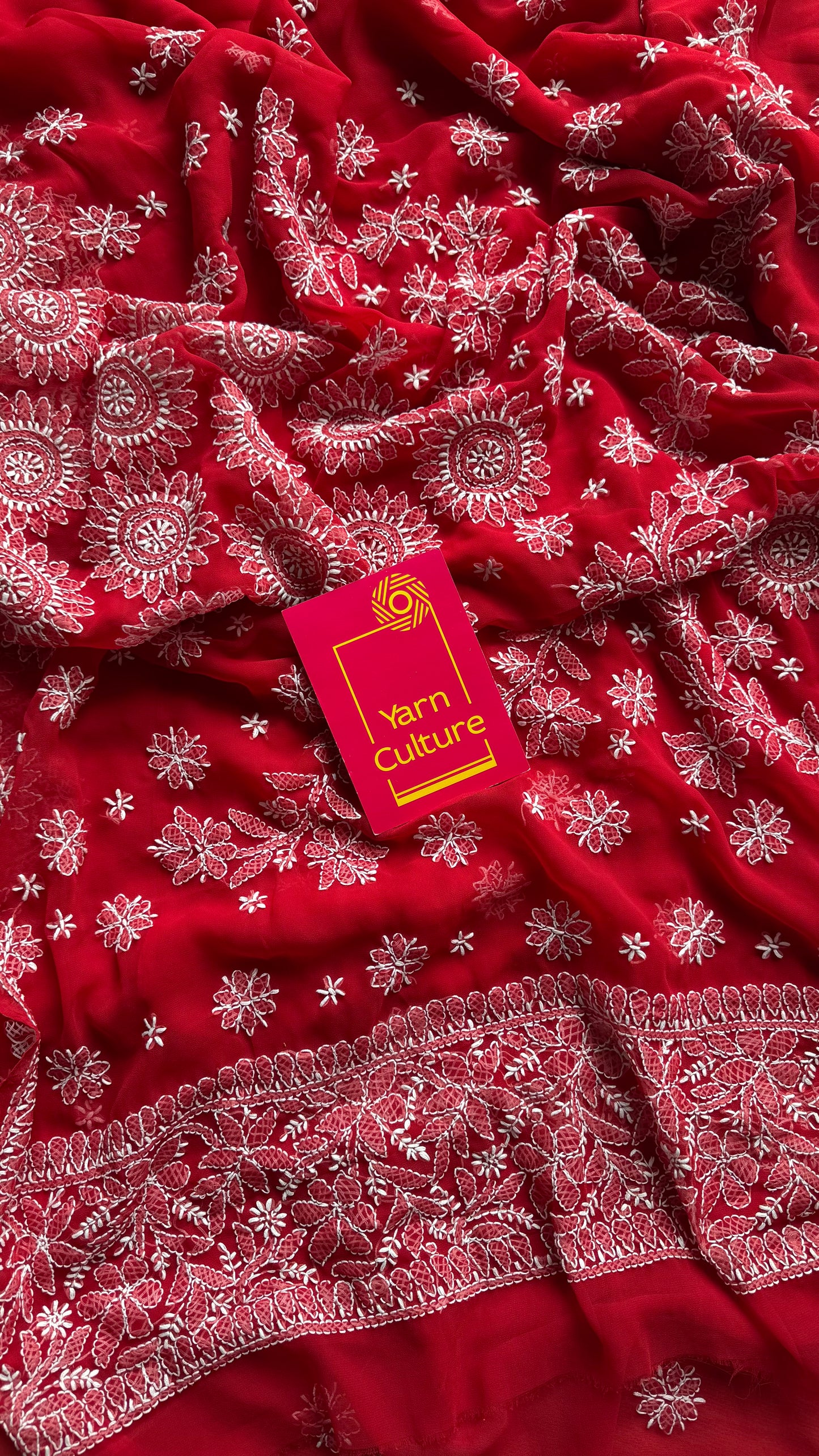 Sham-e-Ishq (evening of love) - Red Chikankari, georgette YCSLCJULCK07