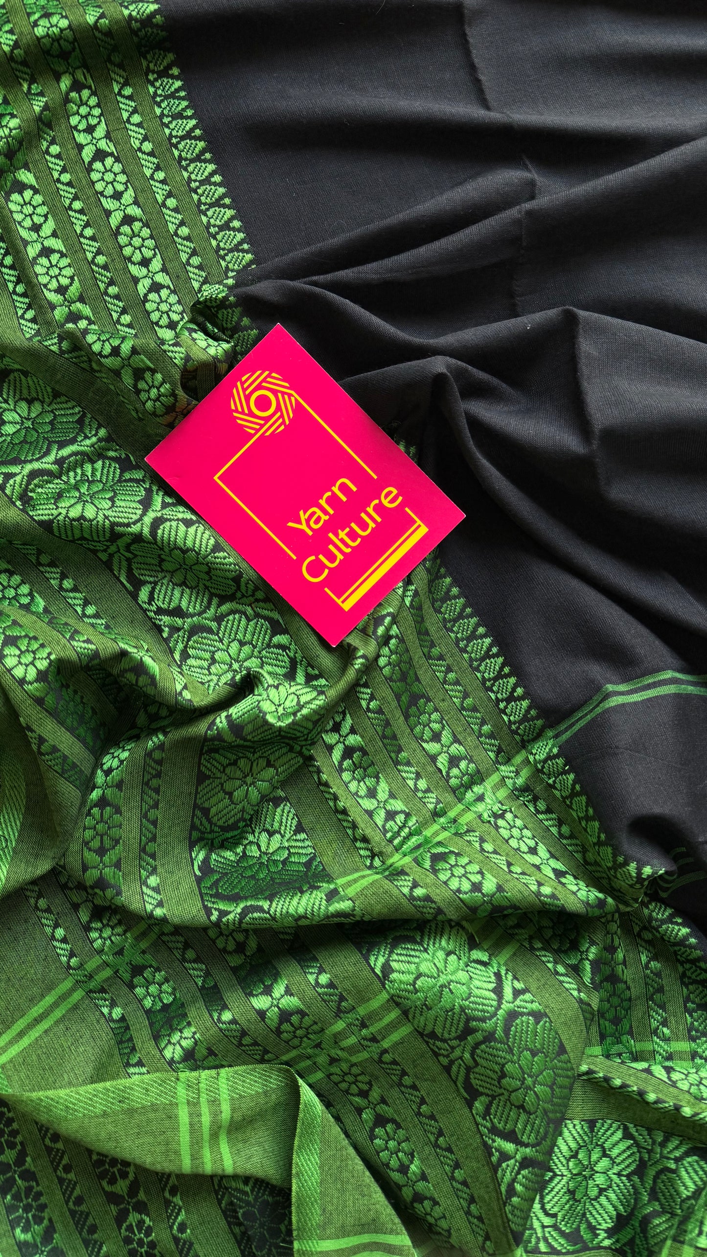 Black with green threadwork, begampuri soft cotton - YCBCBPJA195