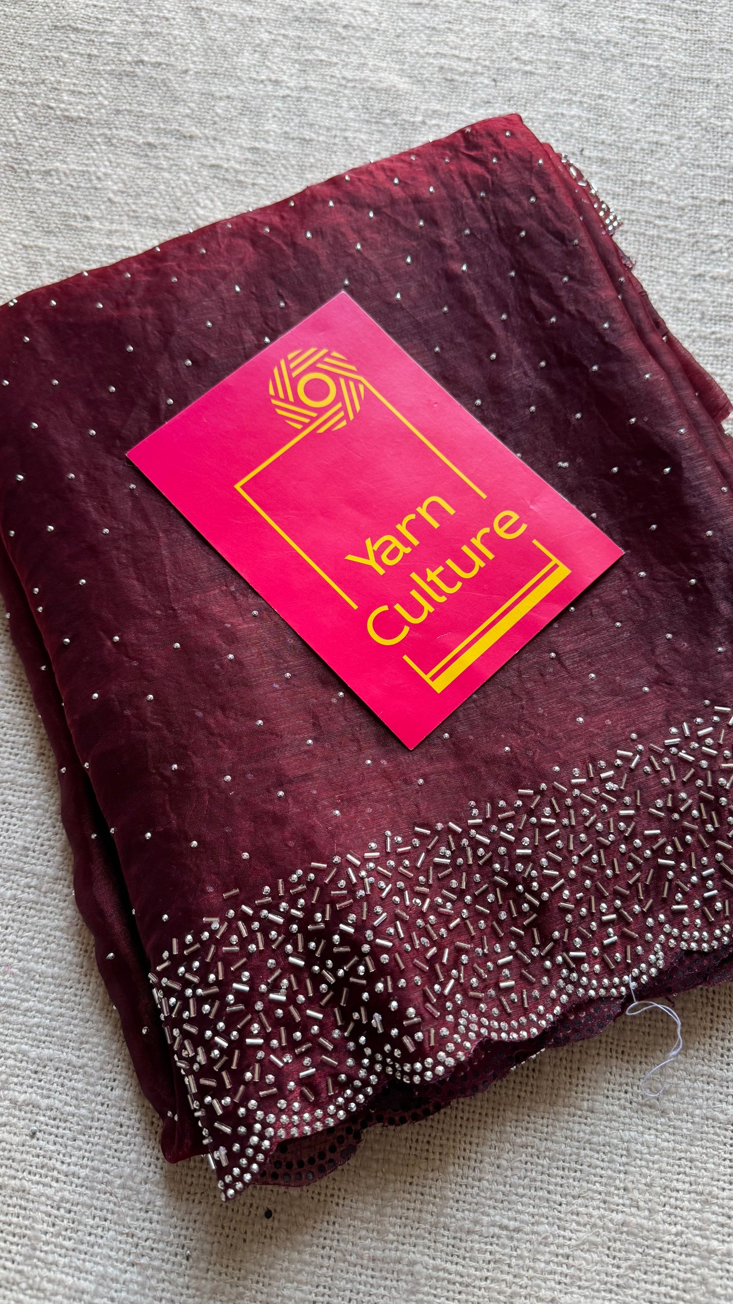 Maroon Munch - maroon dual tone space silk, jarkhan stone work - YCDOSNO39