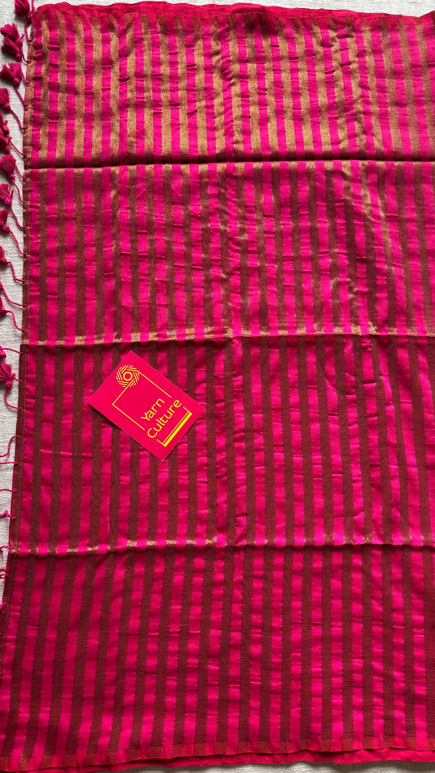 Hot pink khadi with antique gold pallu - YCBCKZPSE03