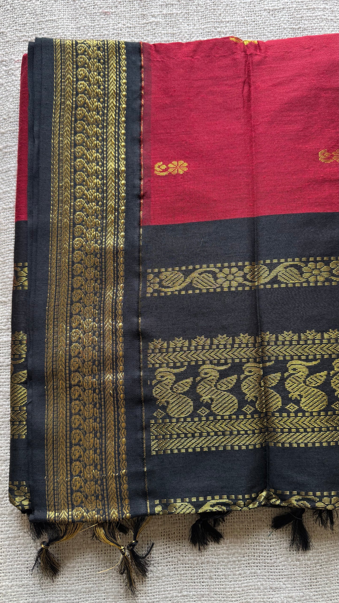 Red with black, cotton silk - YCCOTNOCKCS16
