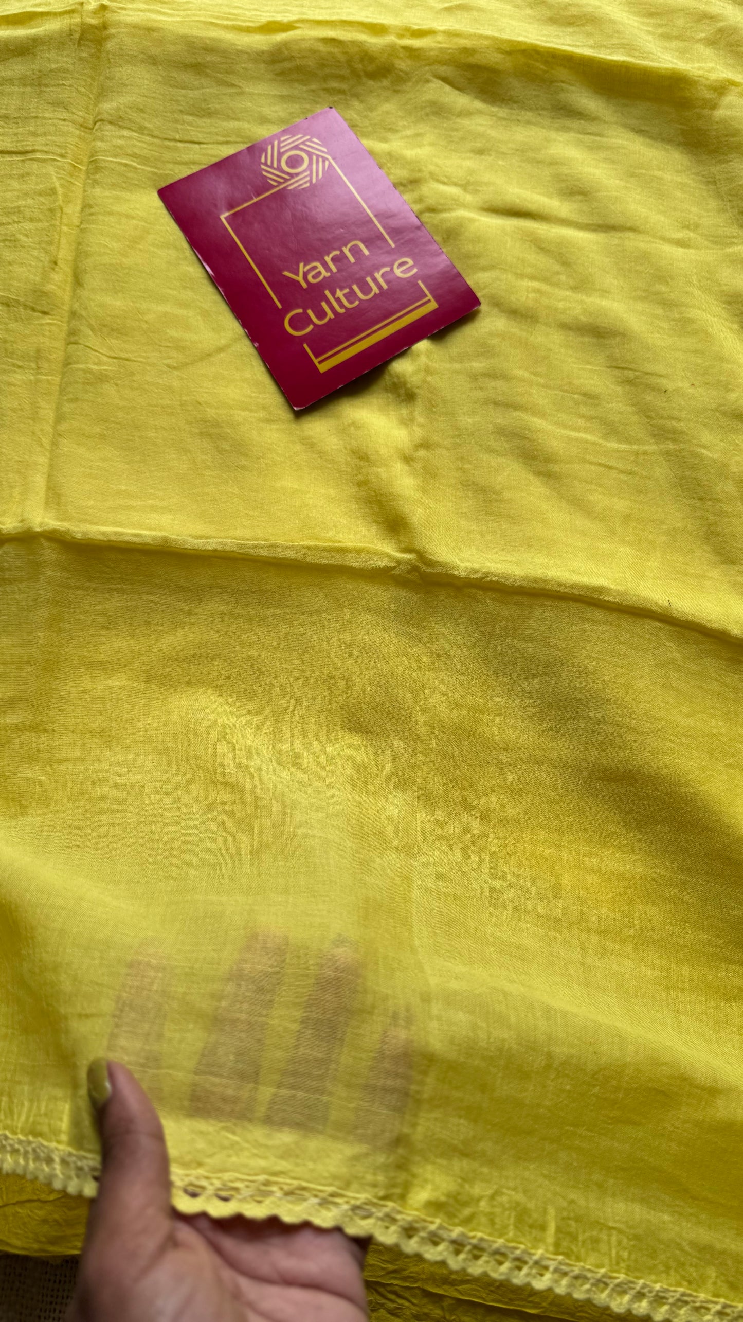 Yellow plain mul with lace border - YCBCMCLSE01
