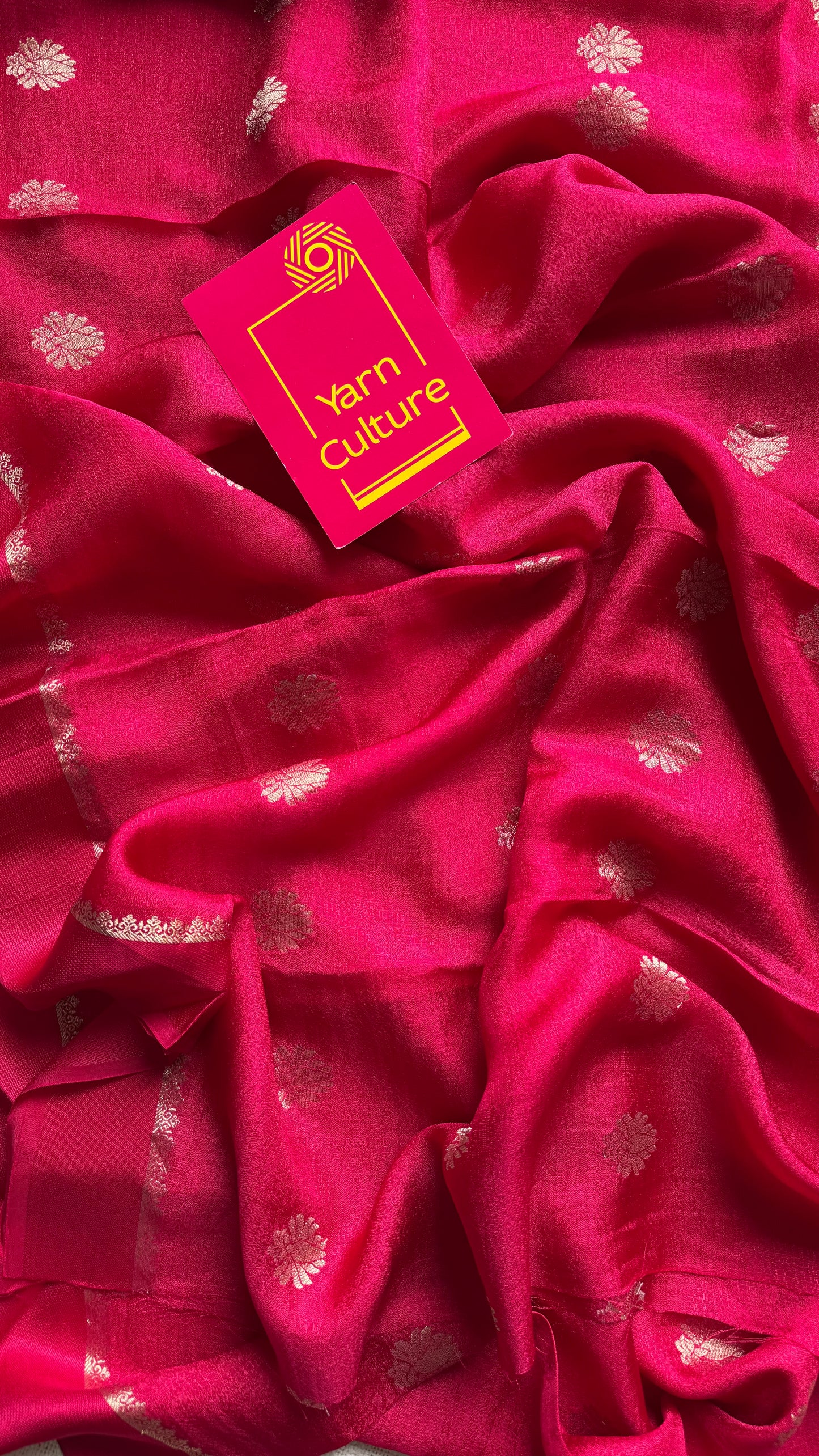 Rani pink in khadi silk, zari motifs - YCDOSFE18