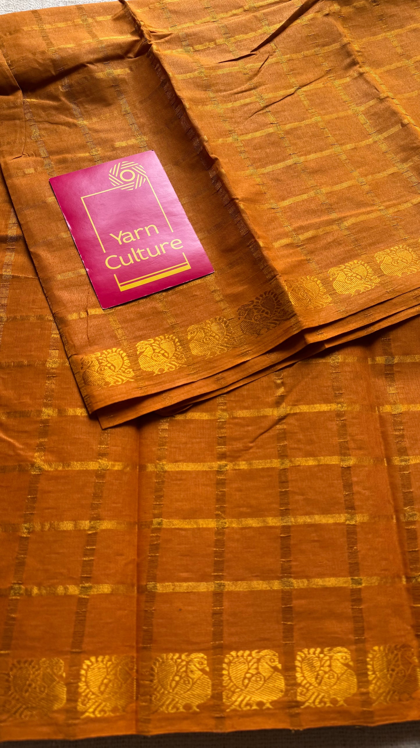 Turmeric yellow pavithra kattam sungudi, madurai cotton - YCCOTNSEMS97