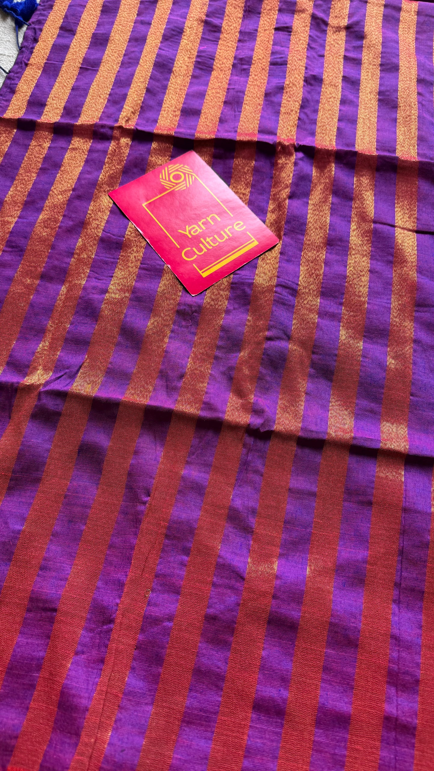 Purple pink dual tone khadi with antique gold pallu - YCBCKZPSE06