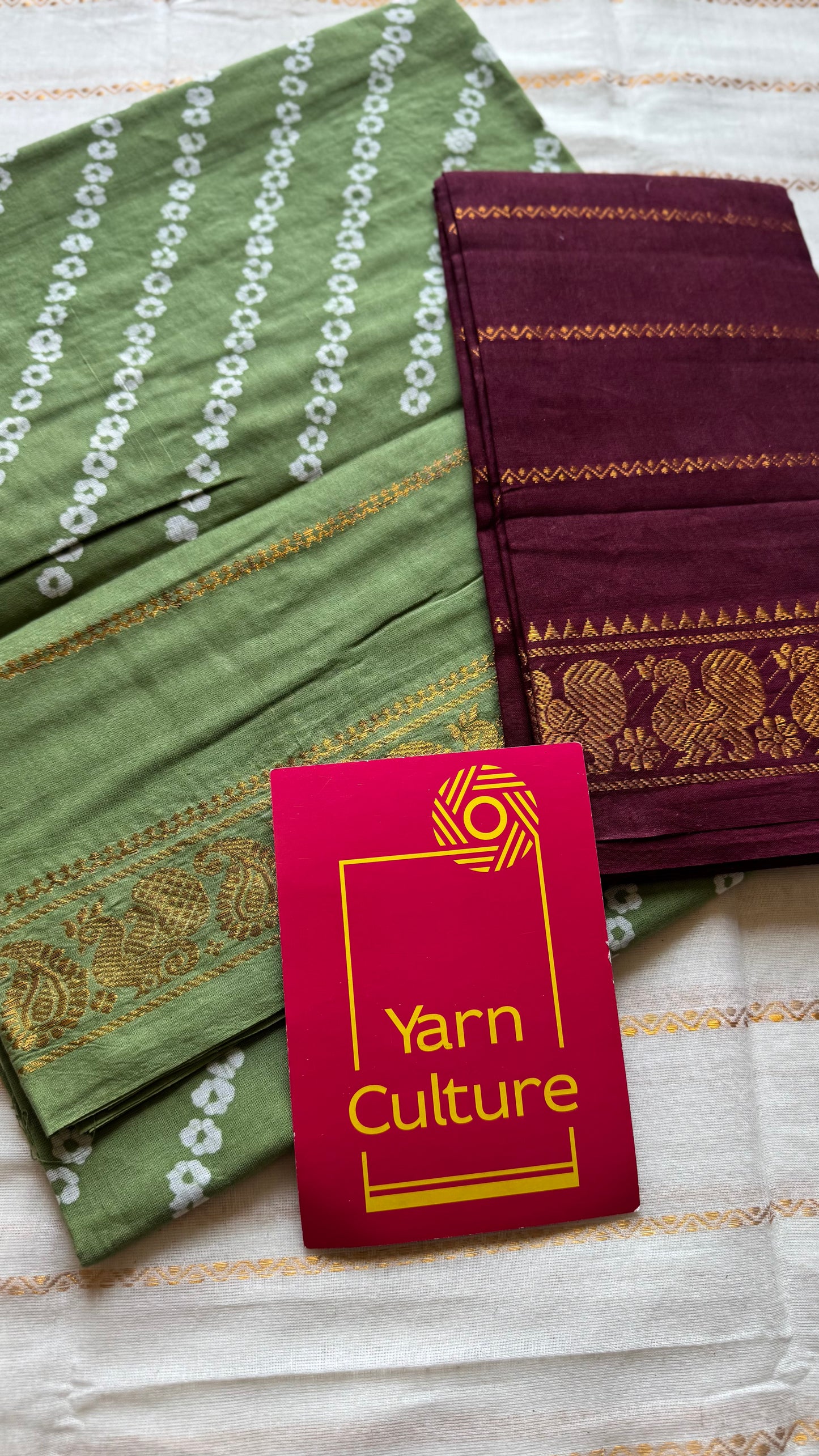 Pastel pista green, wax dot printed sungudi, kattuchayam dyed madurai cotton - YCCOTNMSAP159