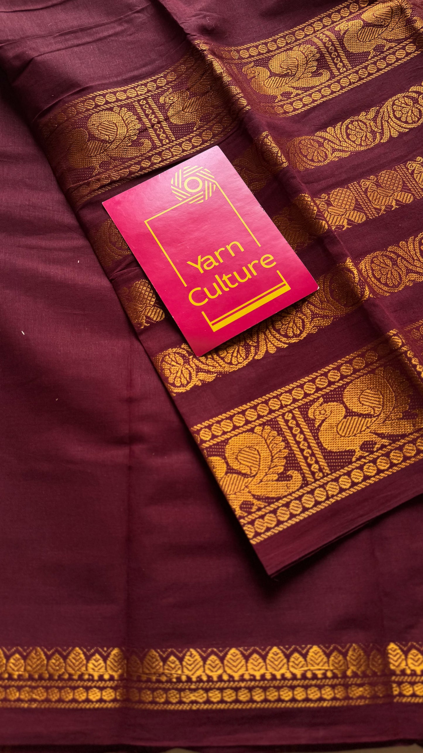 Maroon long border sungudi, kattuchayam dyed madurai cotton - YCCOTNMSAP131