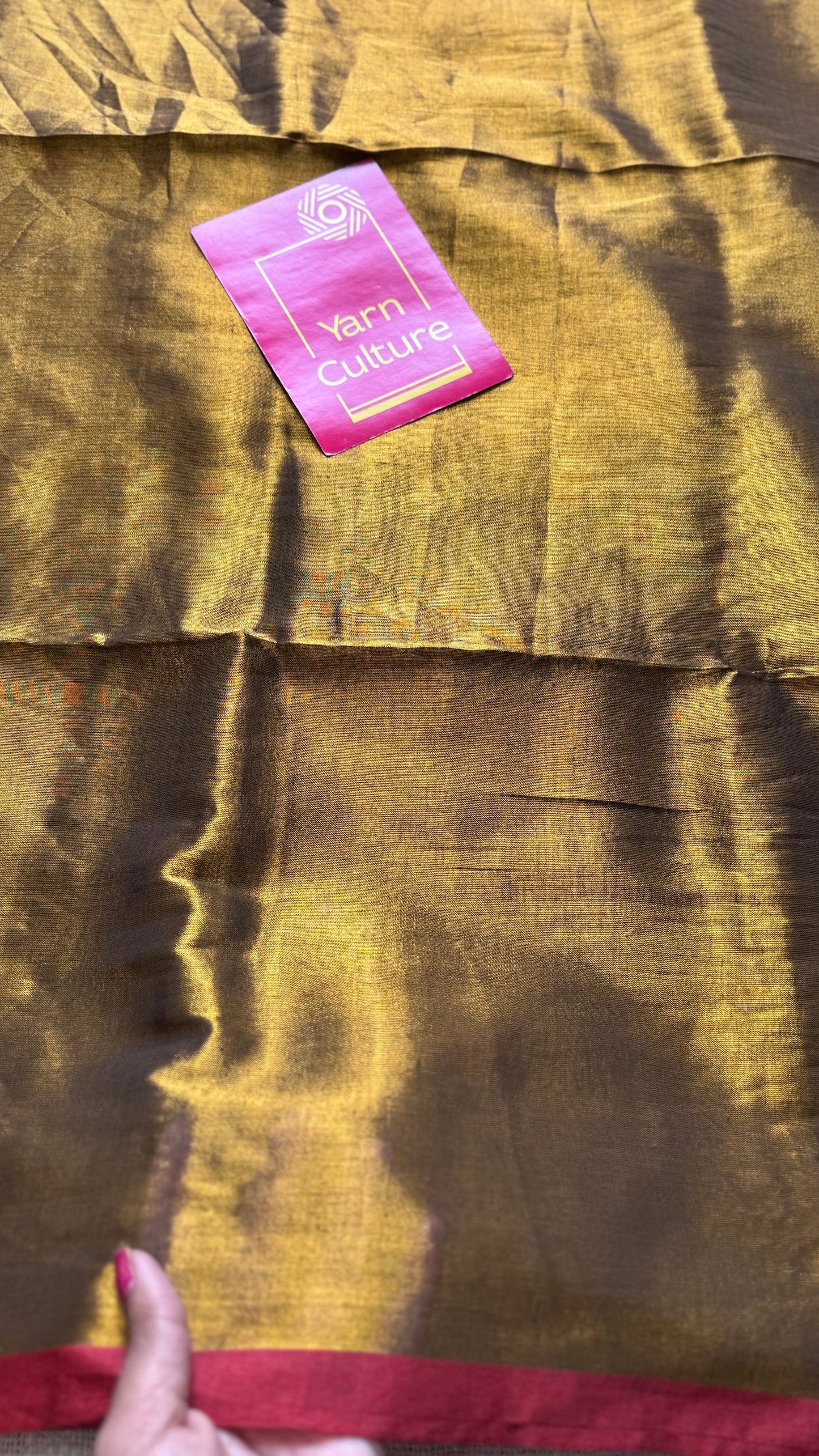 Antique gold, maroon border, mul tissue - YCBCMCLSE65