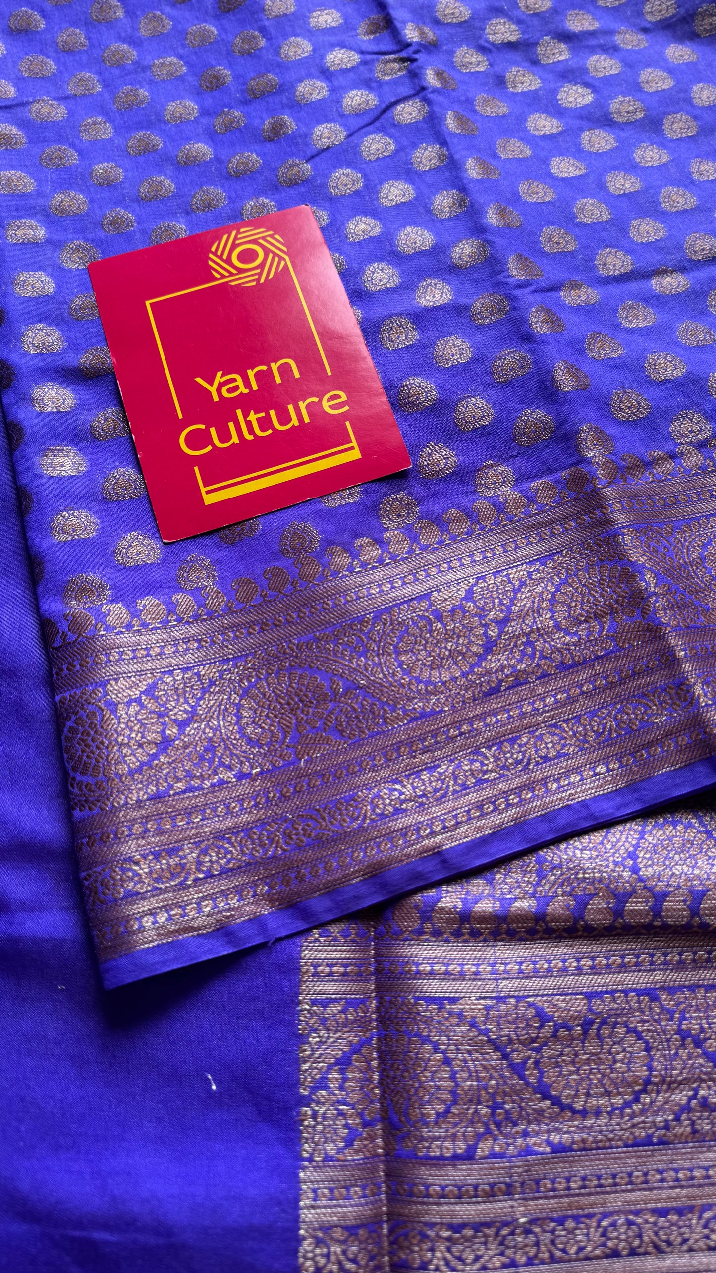 Wisteria - Dark lavender with a hint of blue, antique gold zari, Banarasi semi georgette - YCBLFEGAGZ20
