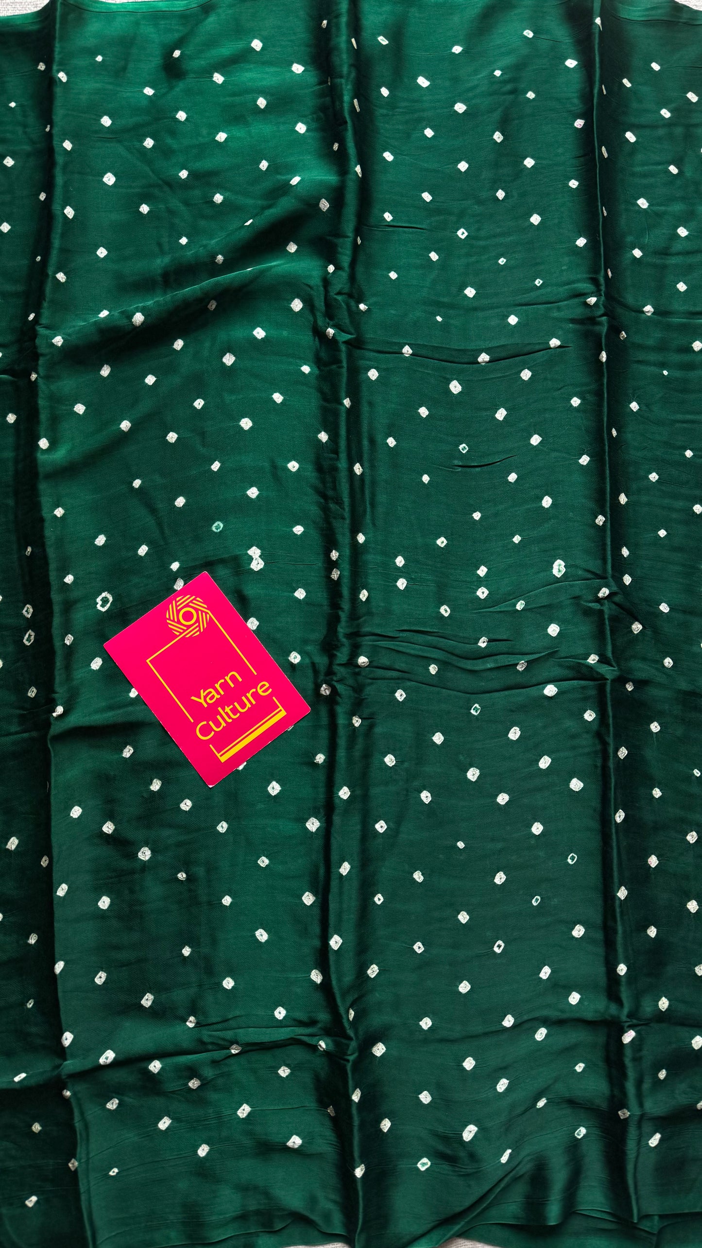 Green crushed bandhani modal silk with lagdi patta (zari pallu) - YCDESE30