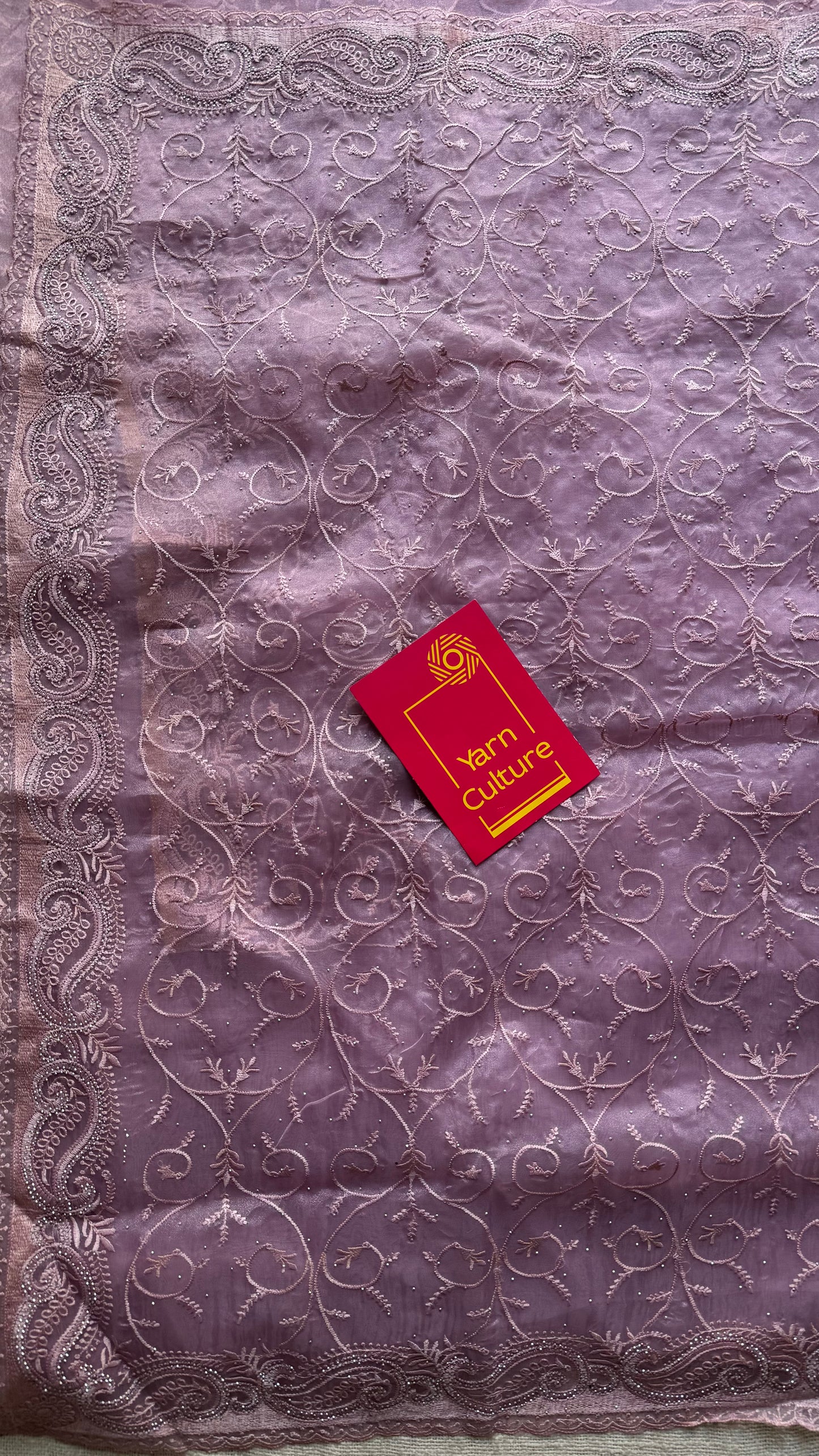 Pink Pickle - light onion pink organza, with theadwork and sequins - YCDOSNO34